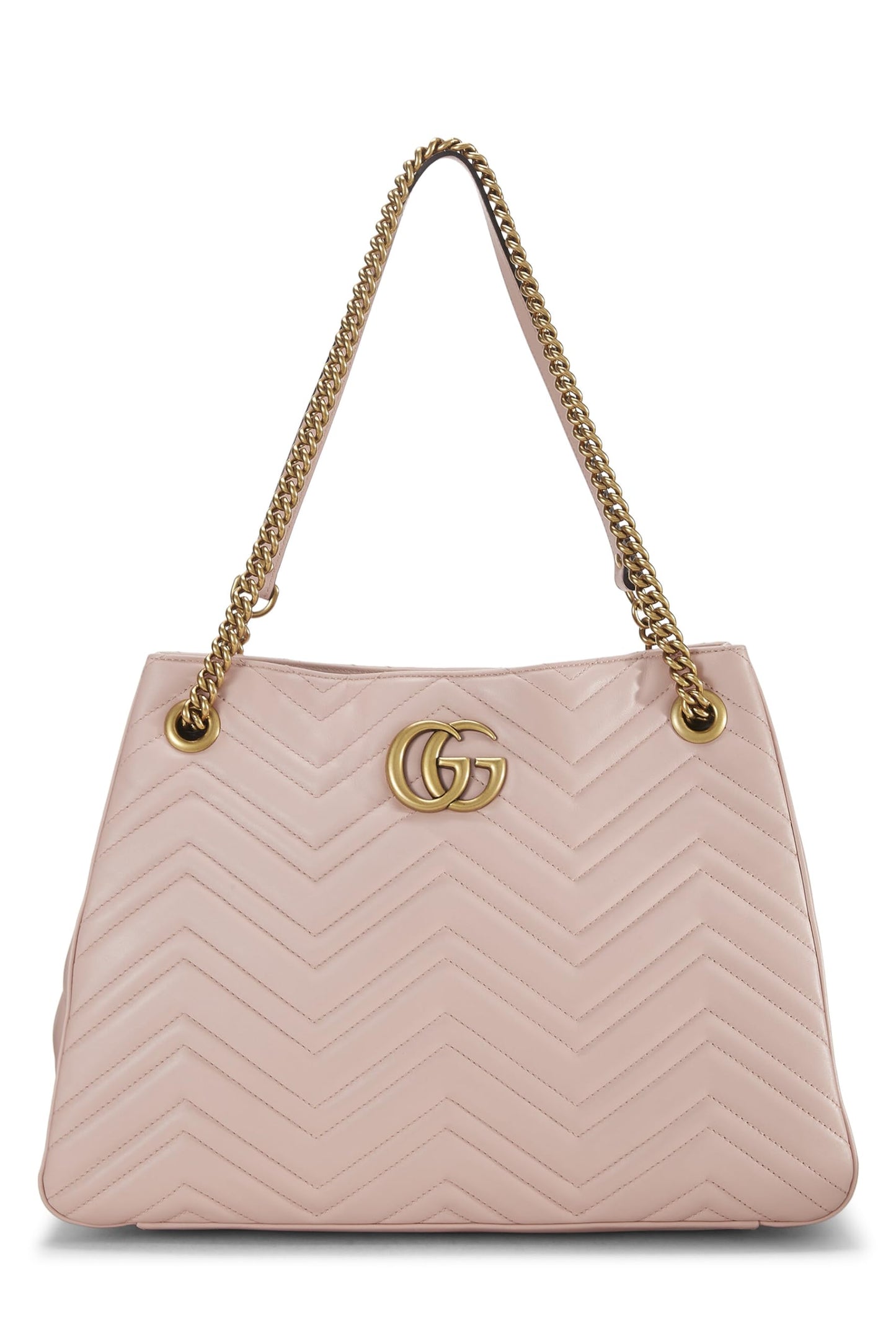 Gucci,  Pink Leather GG Marmont Chain Tote, Pink