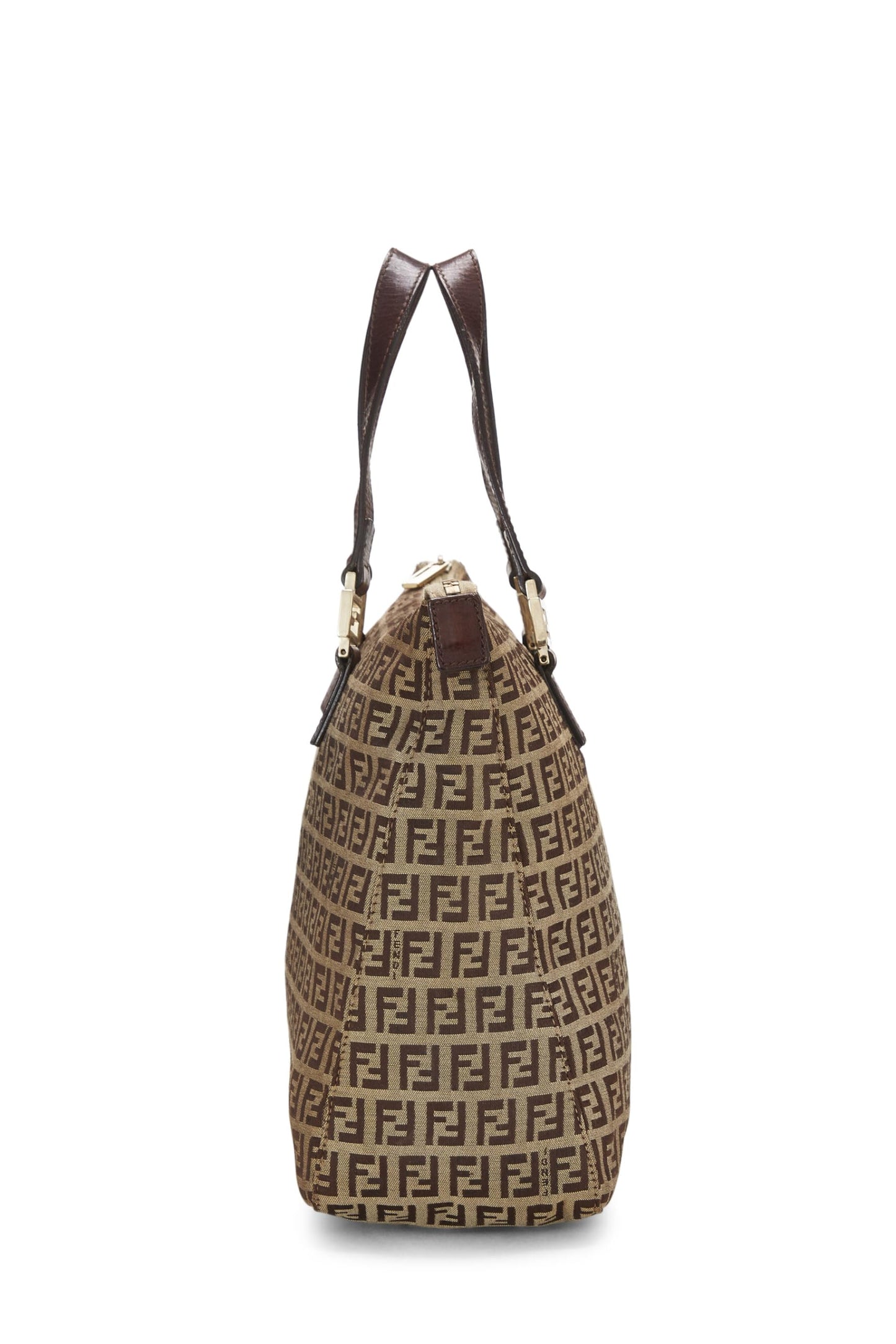 Fendi,  Brown Zucchino Canvas Tote Small, Brown