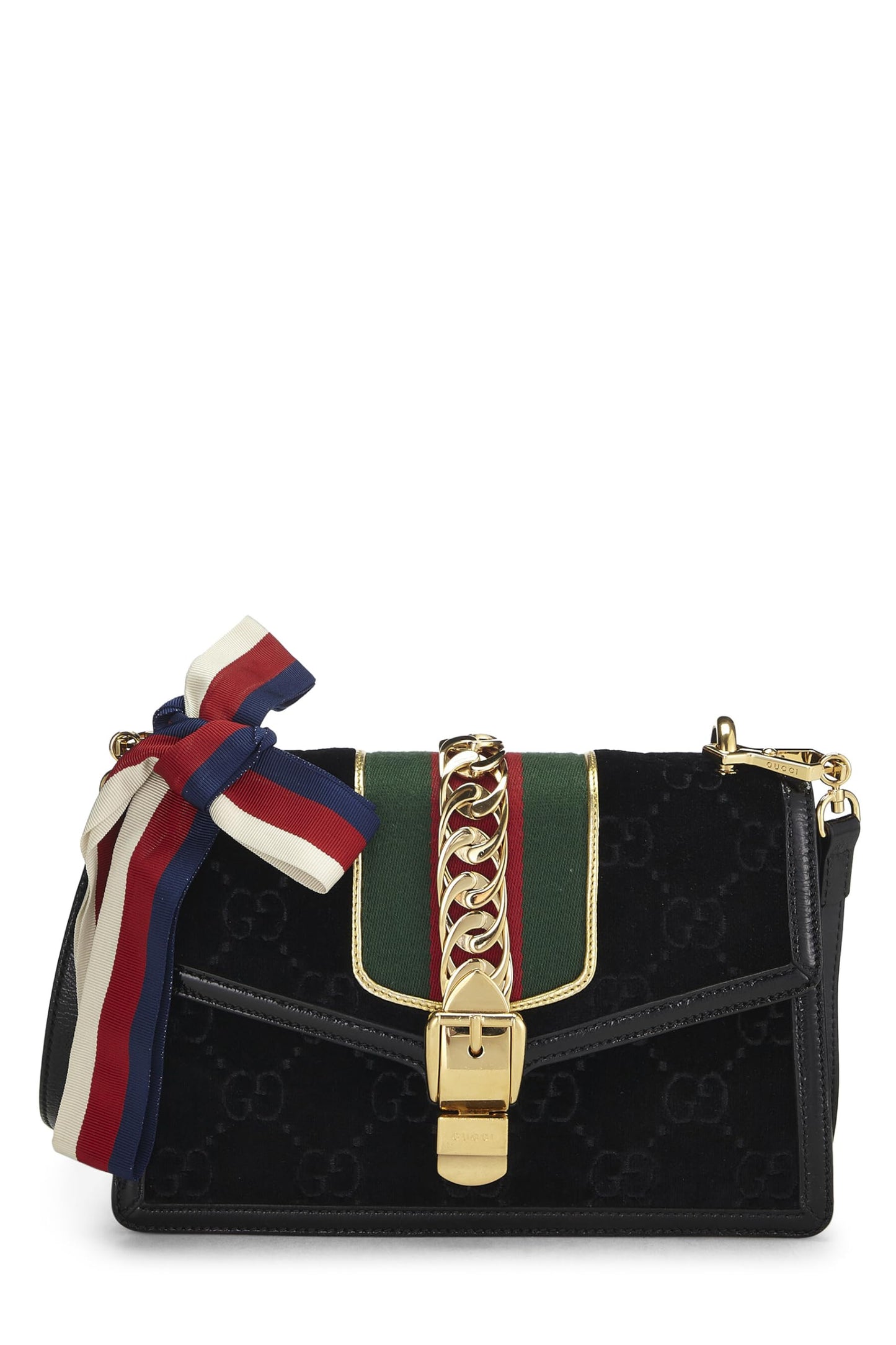 Gucci,  Black Velvet Sylvie Shoulder Bag, Black