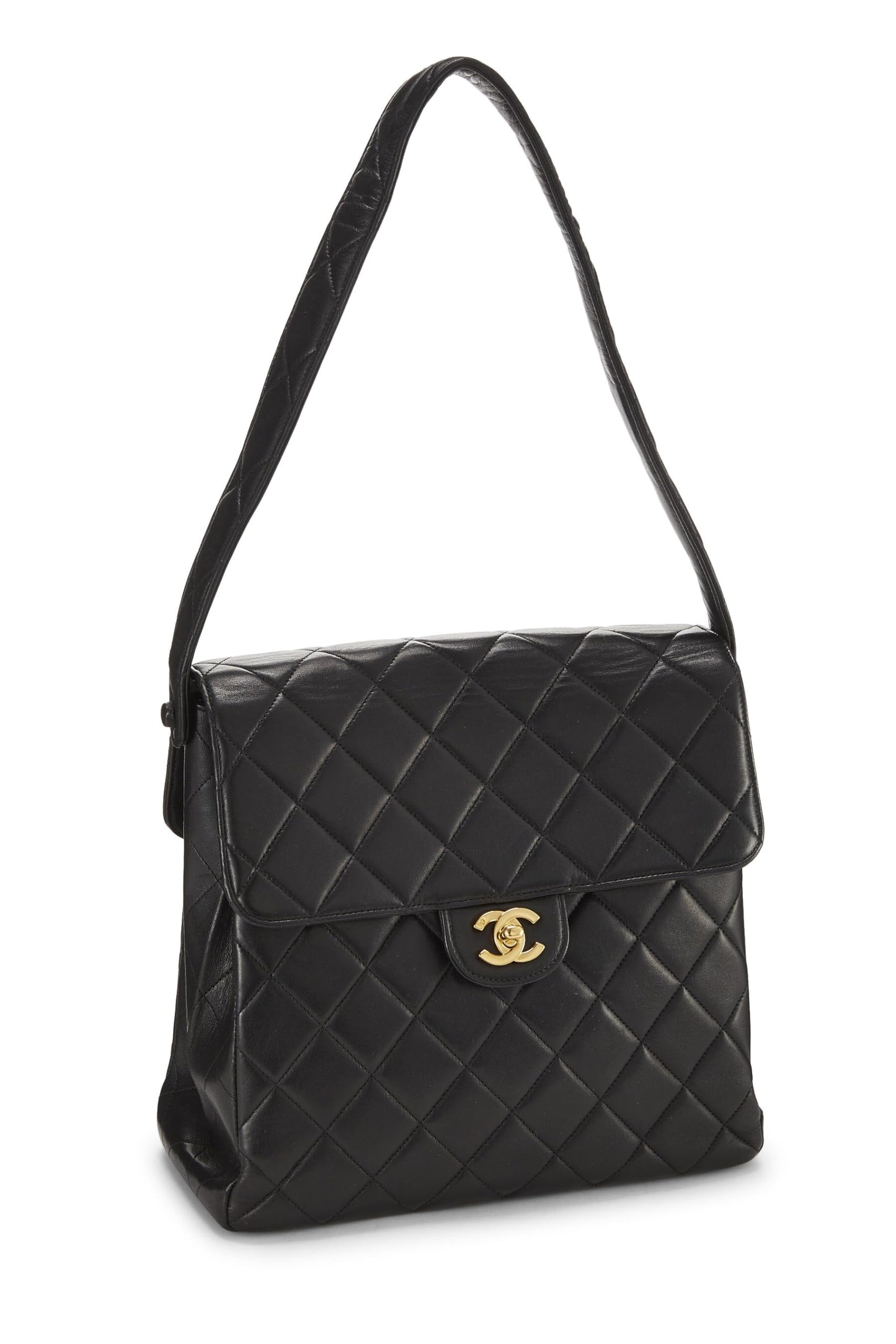 Chanel,  Black Quilted Lambskin Double Sided Flap Bag Tall, Black