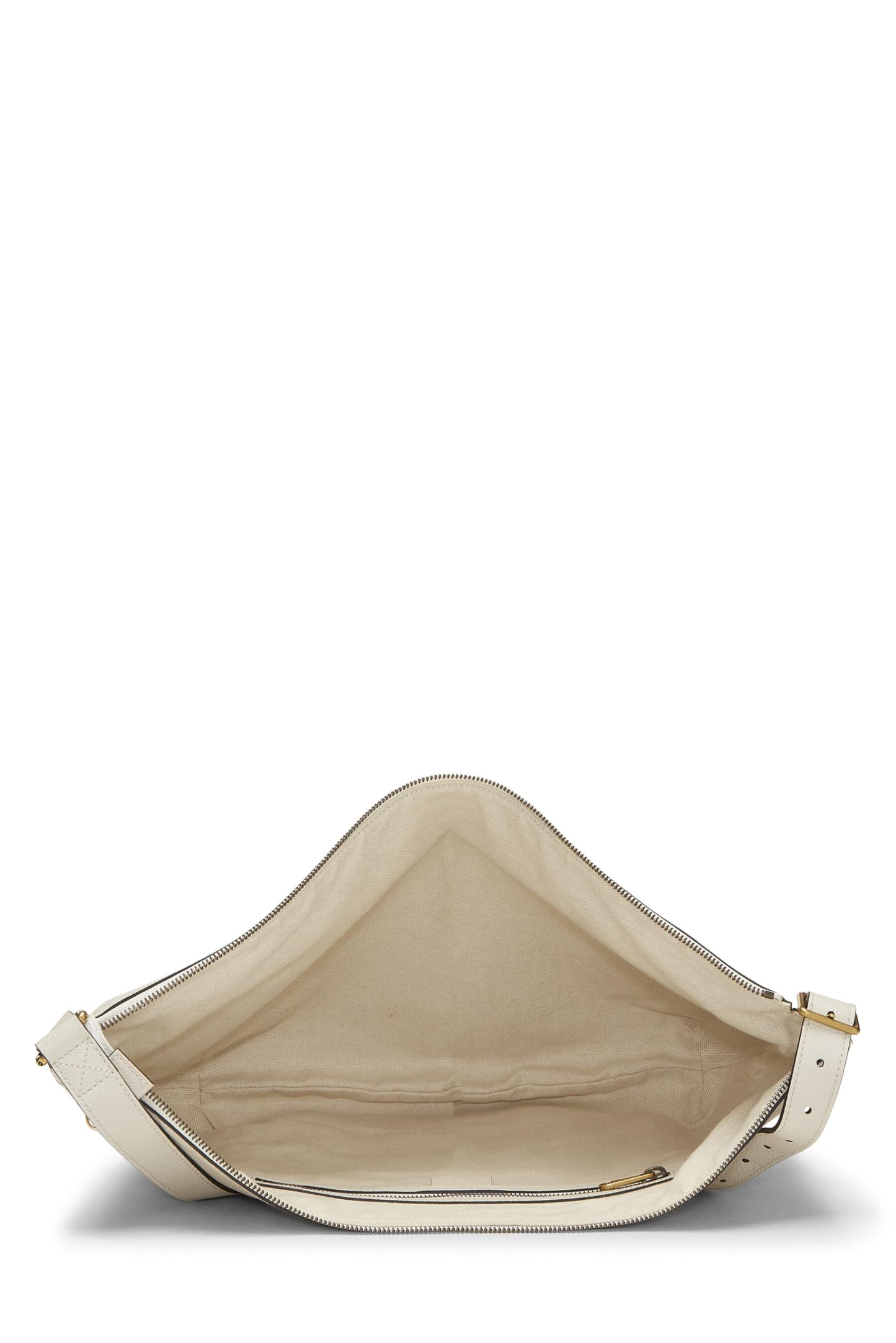 Gucci,  White Leather Logo Print Half Moon Hobo, White