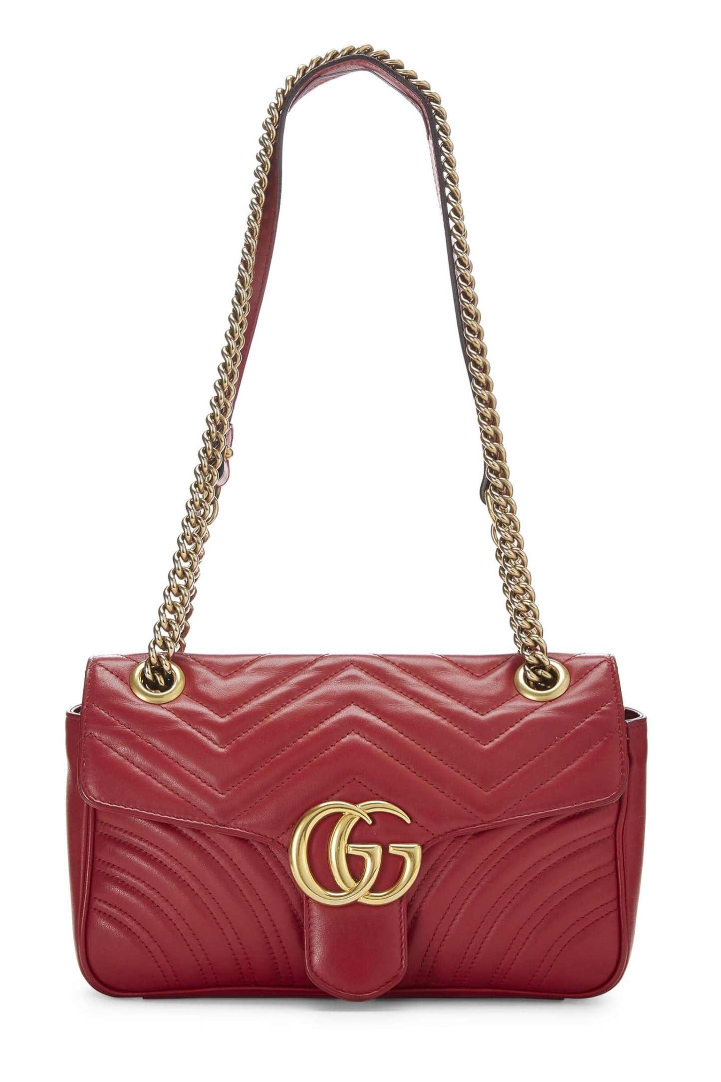 Gucci,  Red MatelassÃƒÆ’Ã‚Â© Leather Marmont Shoulder Bag Small, Red