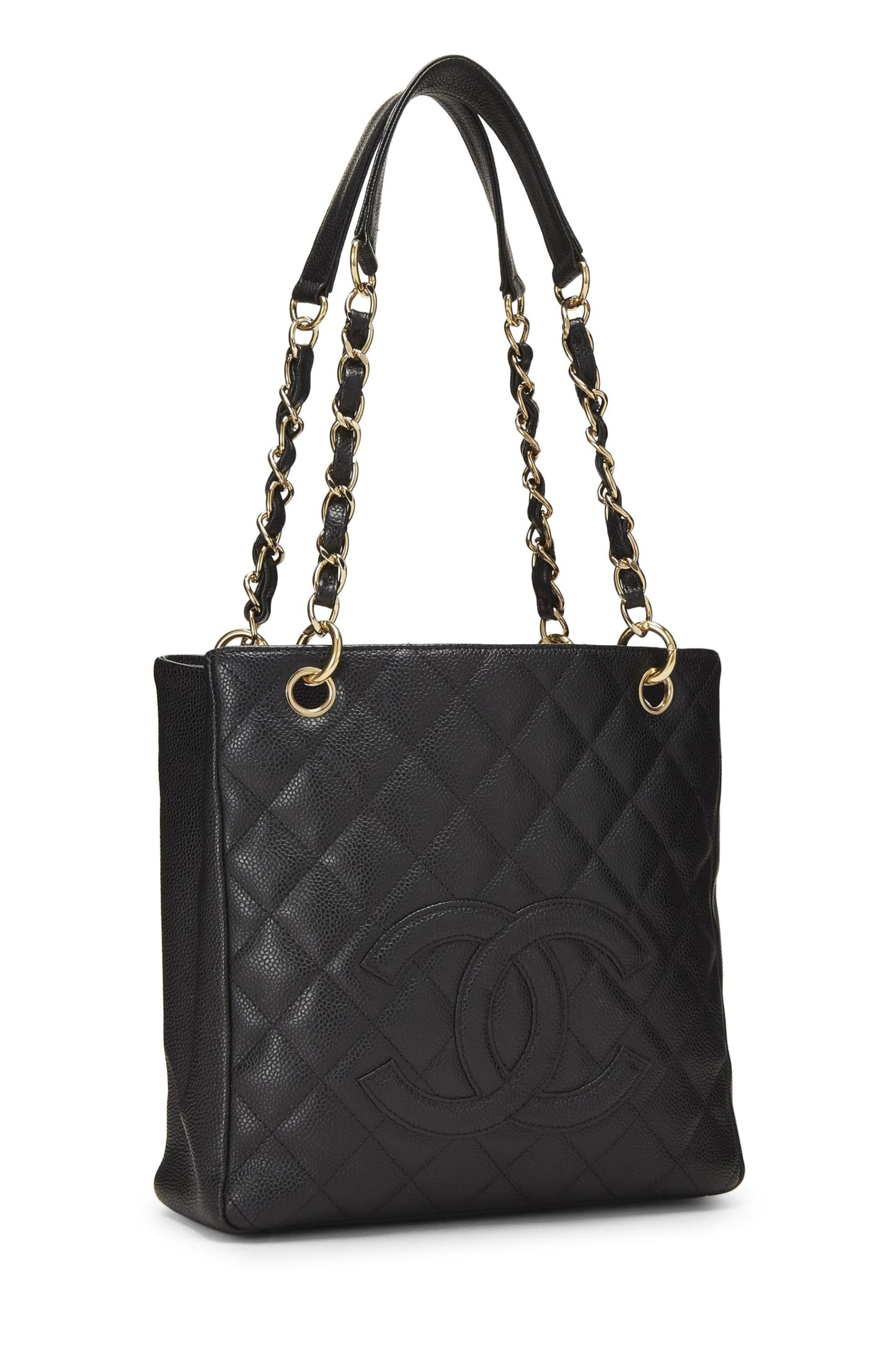 Chanel,  Black Quilted Caviar Petite Shopping Tote (PST), Black