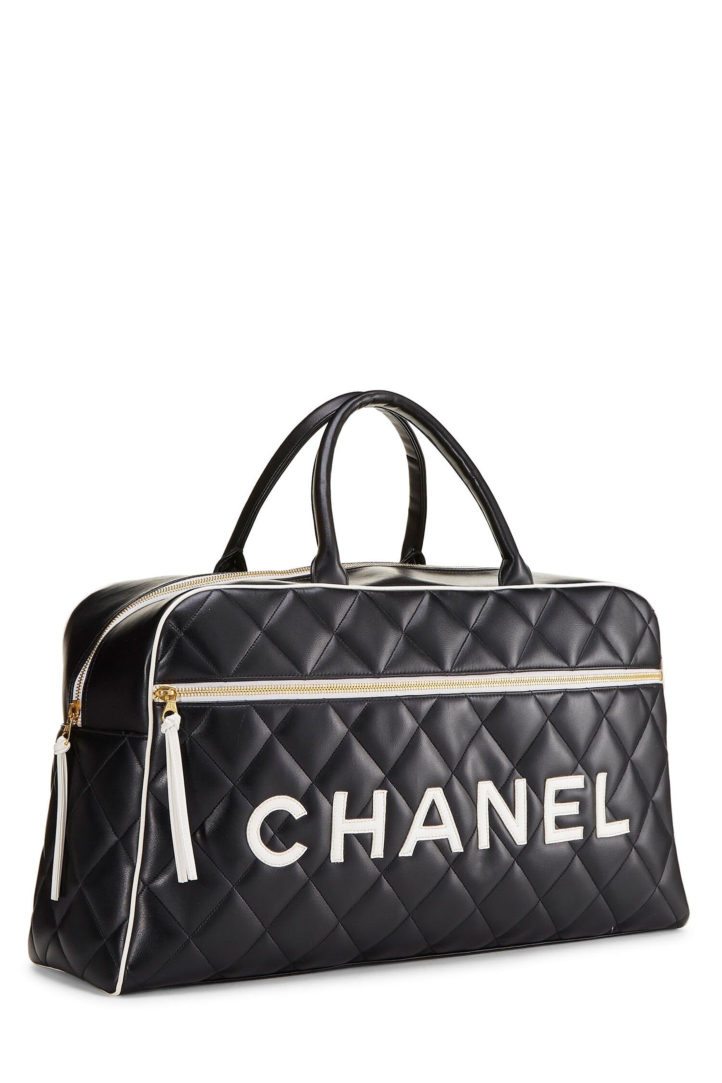Chanel,  Black Quilted Calfskin Bowler Large, Black