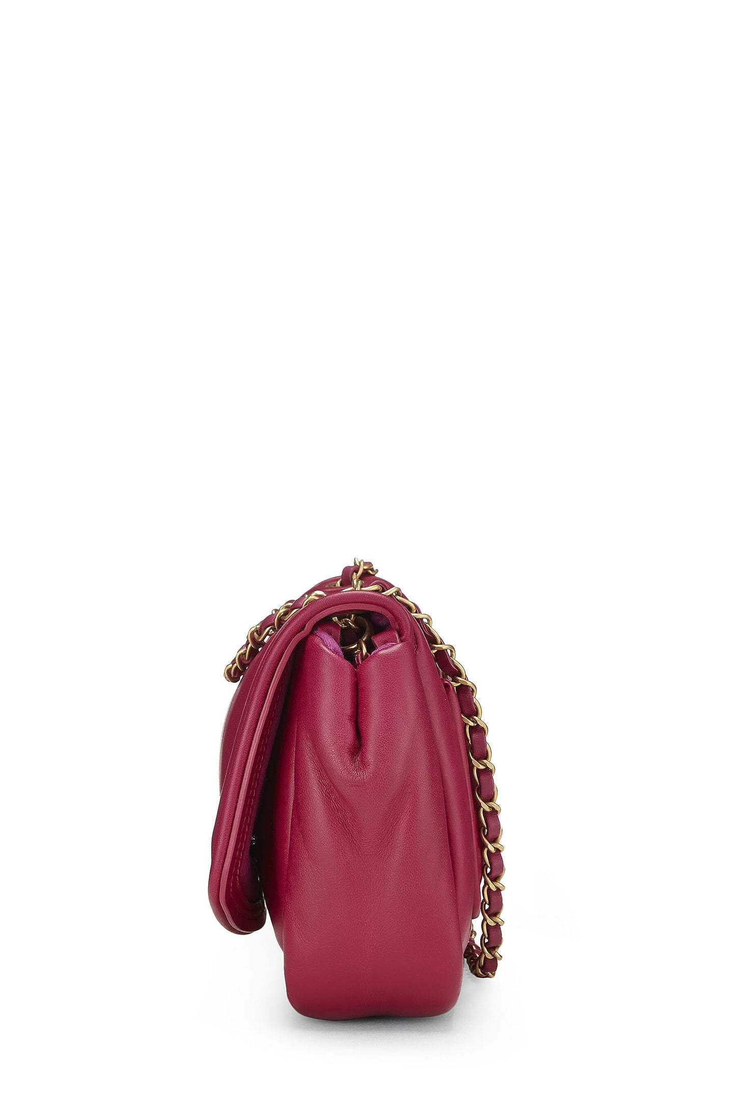 Chanel,  Pink Calfskin Border Full Flap Medium, Pink
