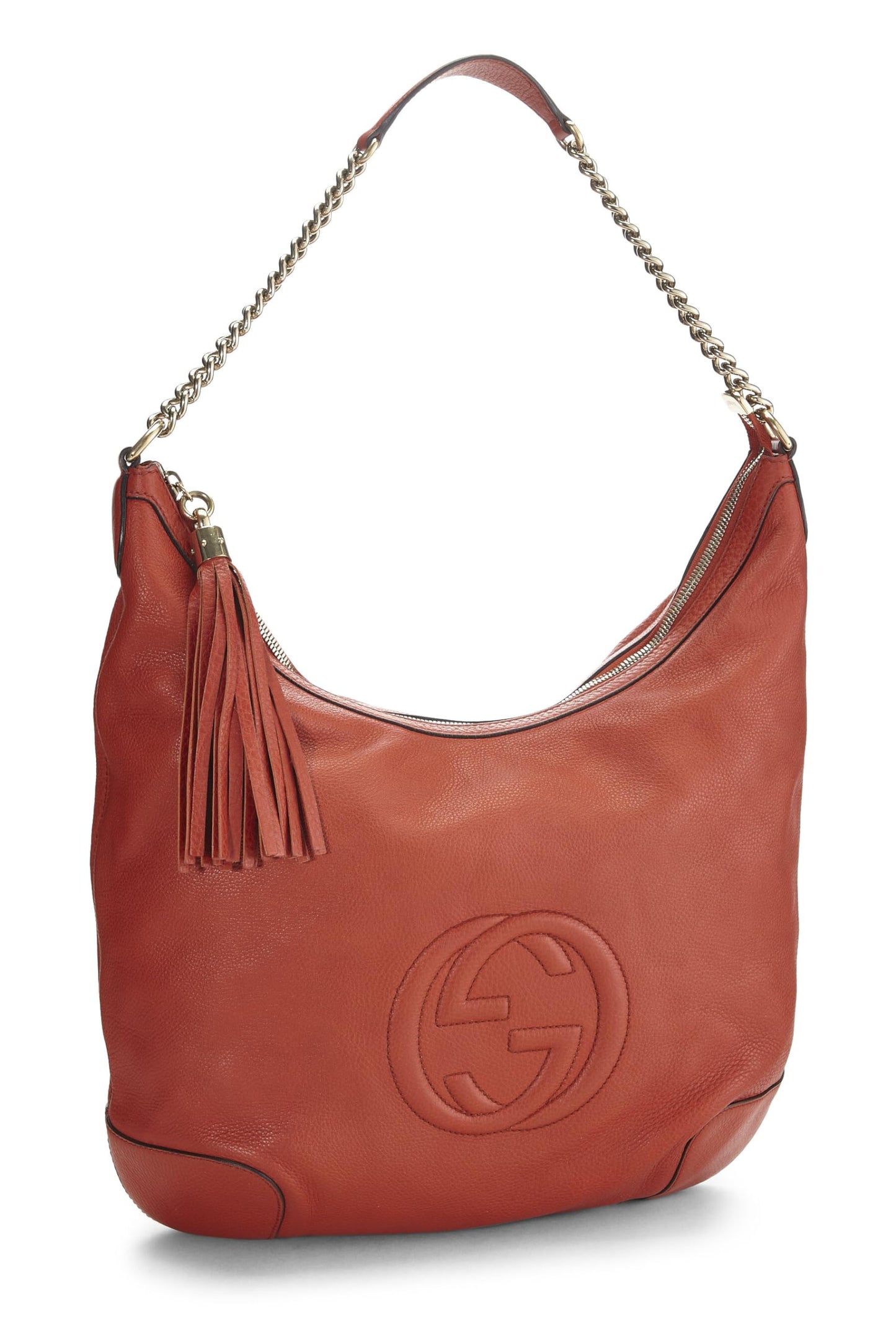 Gucci,  Orange Leather Soho Chain Hobo Large, Orange