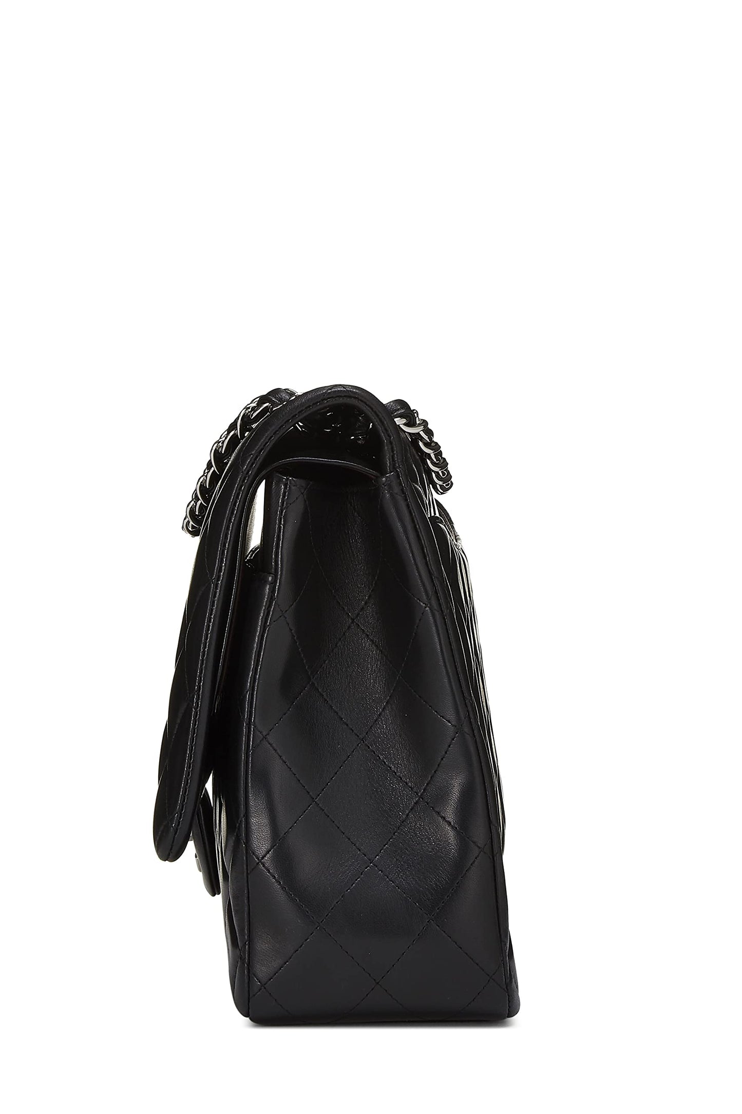 Chanel,  Black Quilted Lambskin New Classic Double Flap Maxi, Black