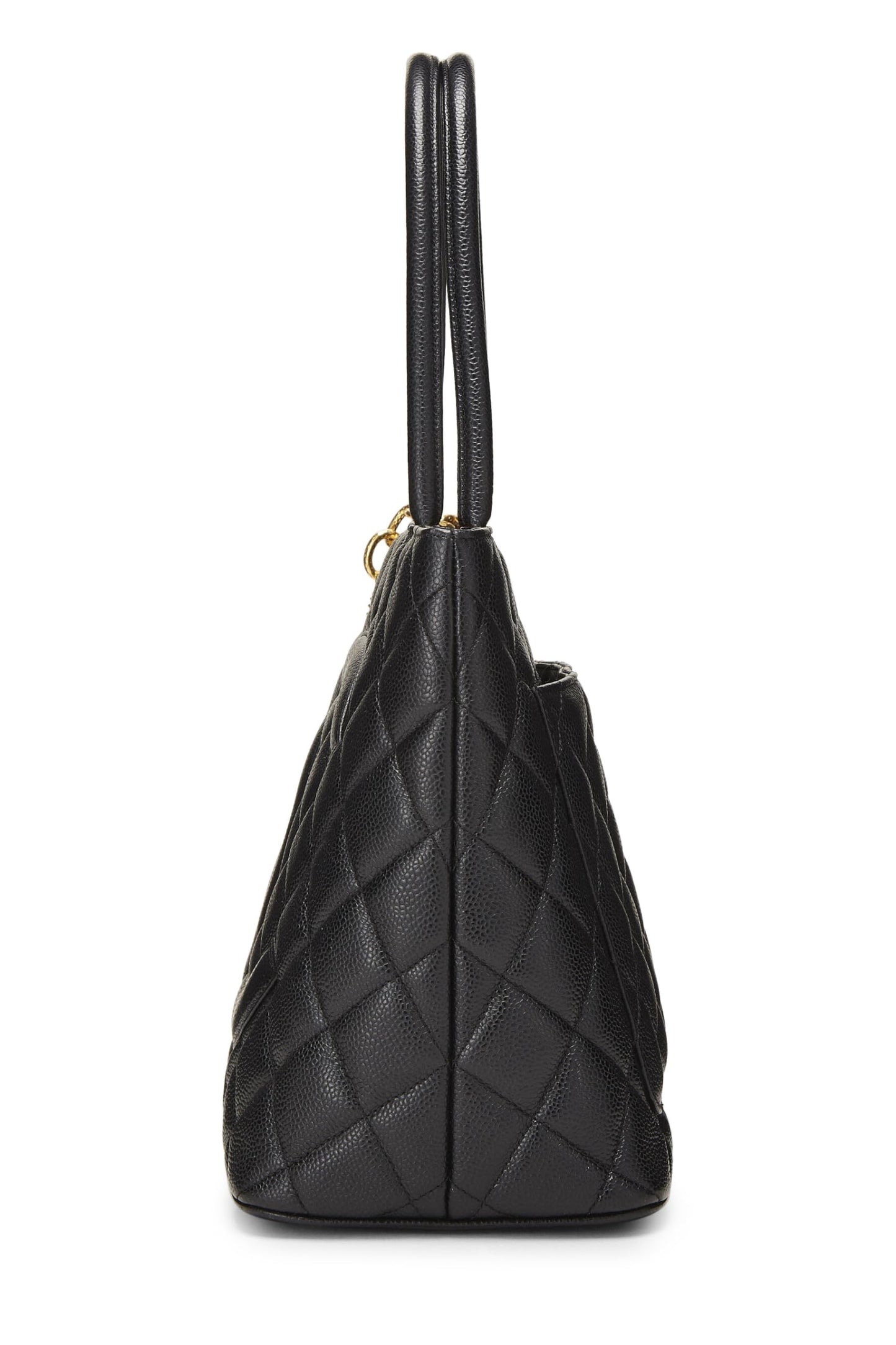 Chanel,  Black Quilted Caviar Medallion Tote, Black