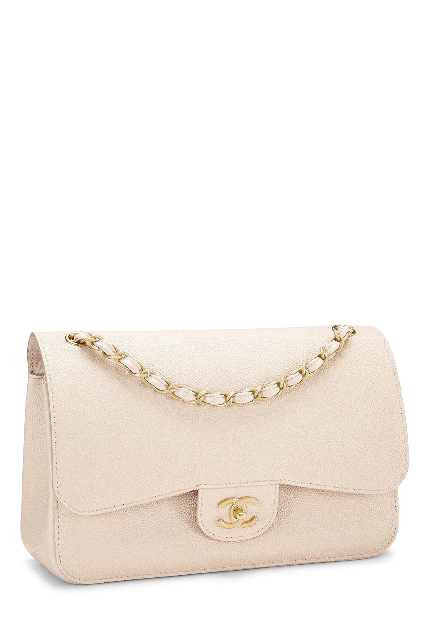 Chanel,  Pink Caviar Pure Double Flap Jumbo, Pink