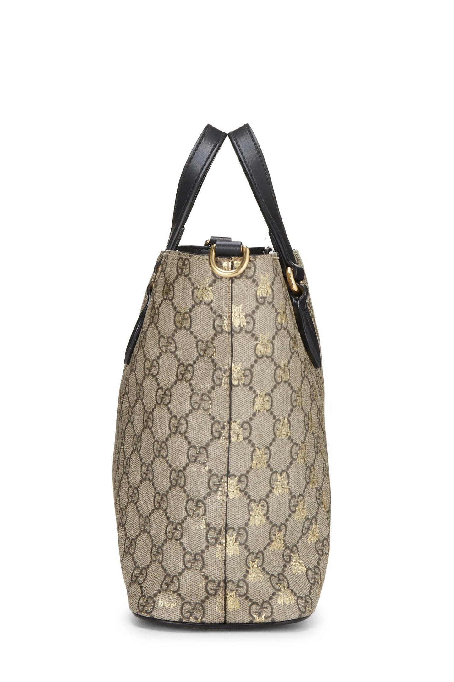 Gucci,  Black GG Supreme Canvas Bee Tote Small, Black
