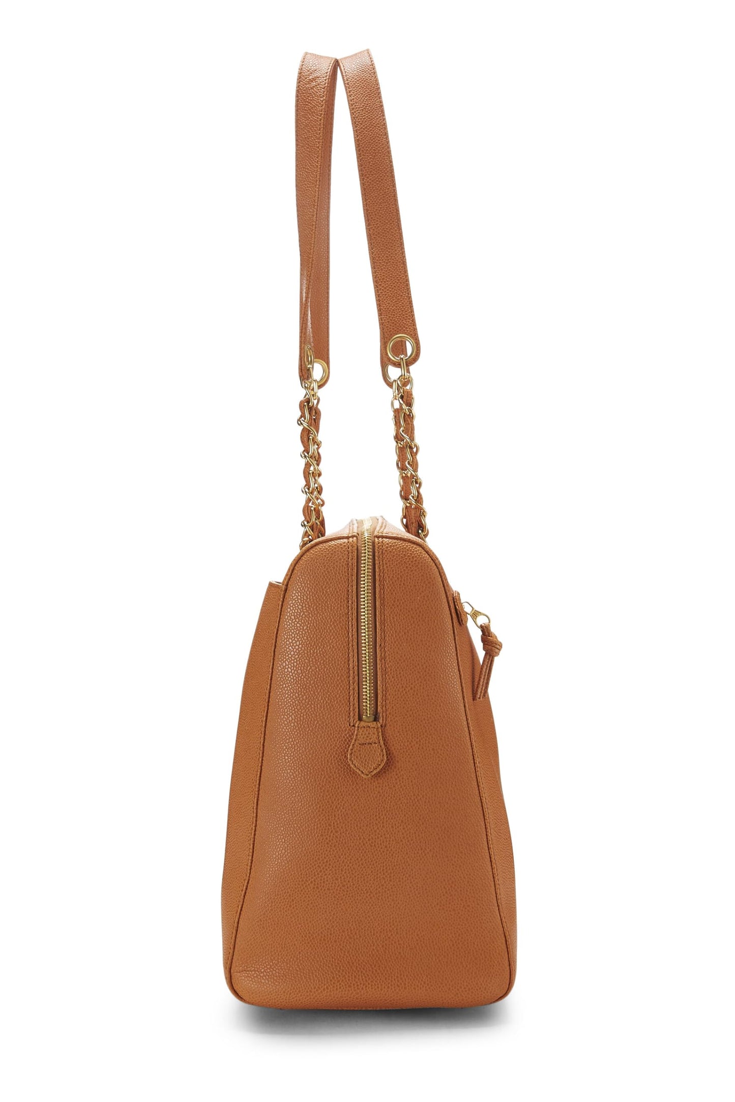 Chanel,  Orange Caviar Zip Tote Large, Orange