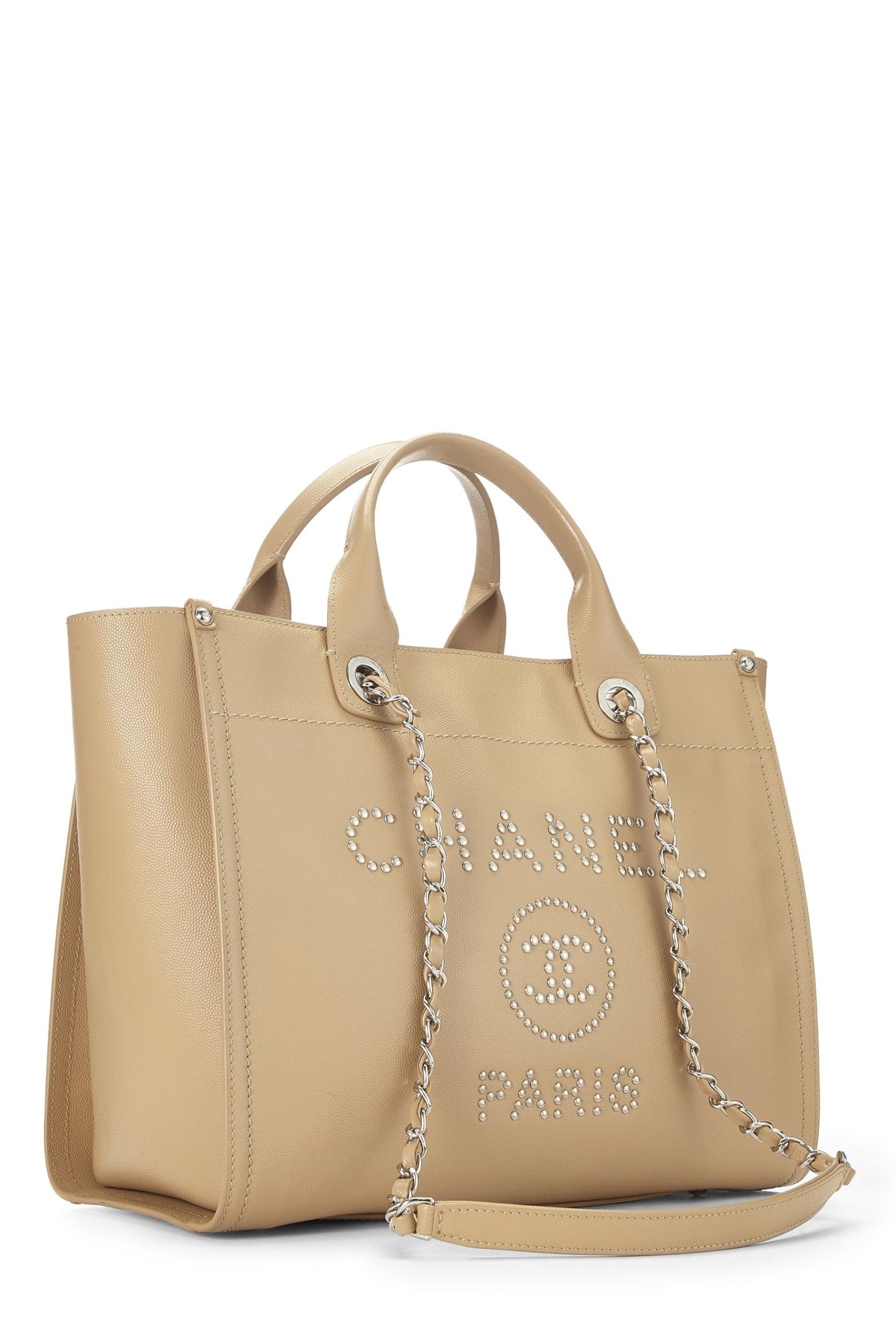 Chanel,  Beige Caviar Deauville Medium, Beige