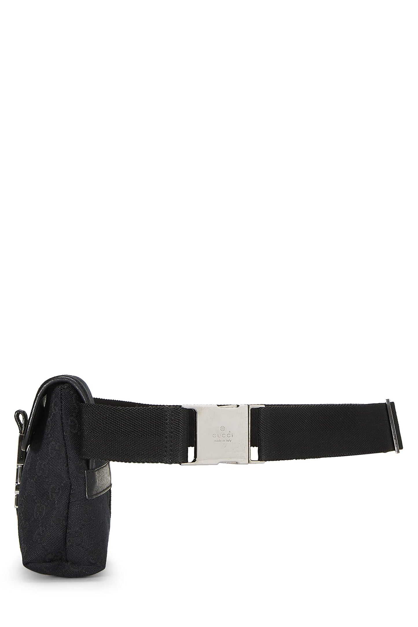 Gucci,  Black Original GG Canvas Buckle Flap Belt Bag Small, Black