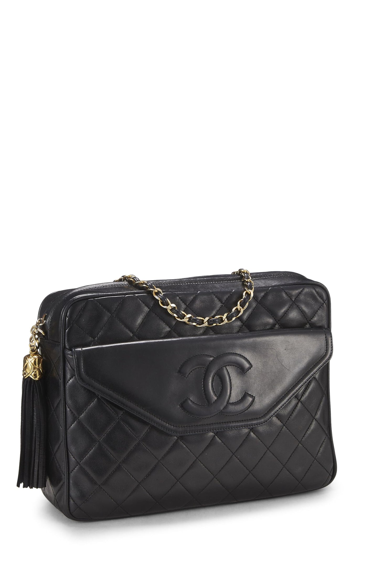 Chanel,  Black Quilted Lambskin Pocket Camera Bag Large, Black