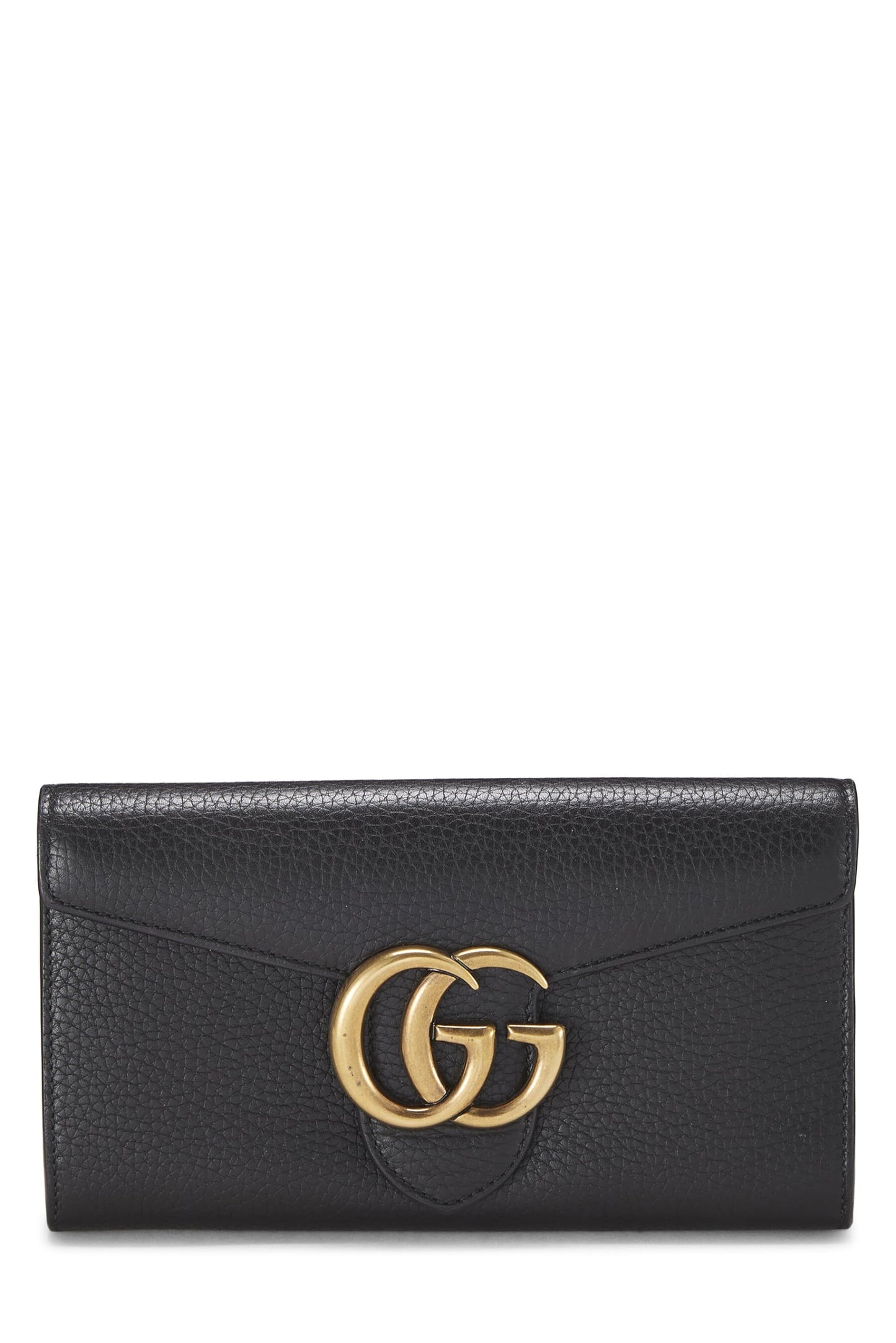 Gucci,  Black GG Marmont Leather Long Wallet, Black