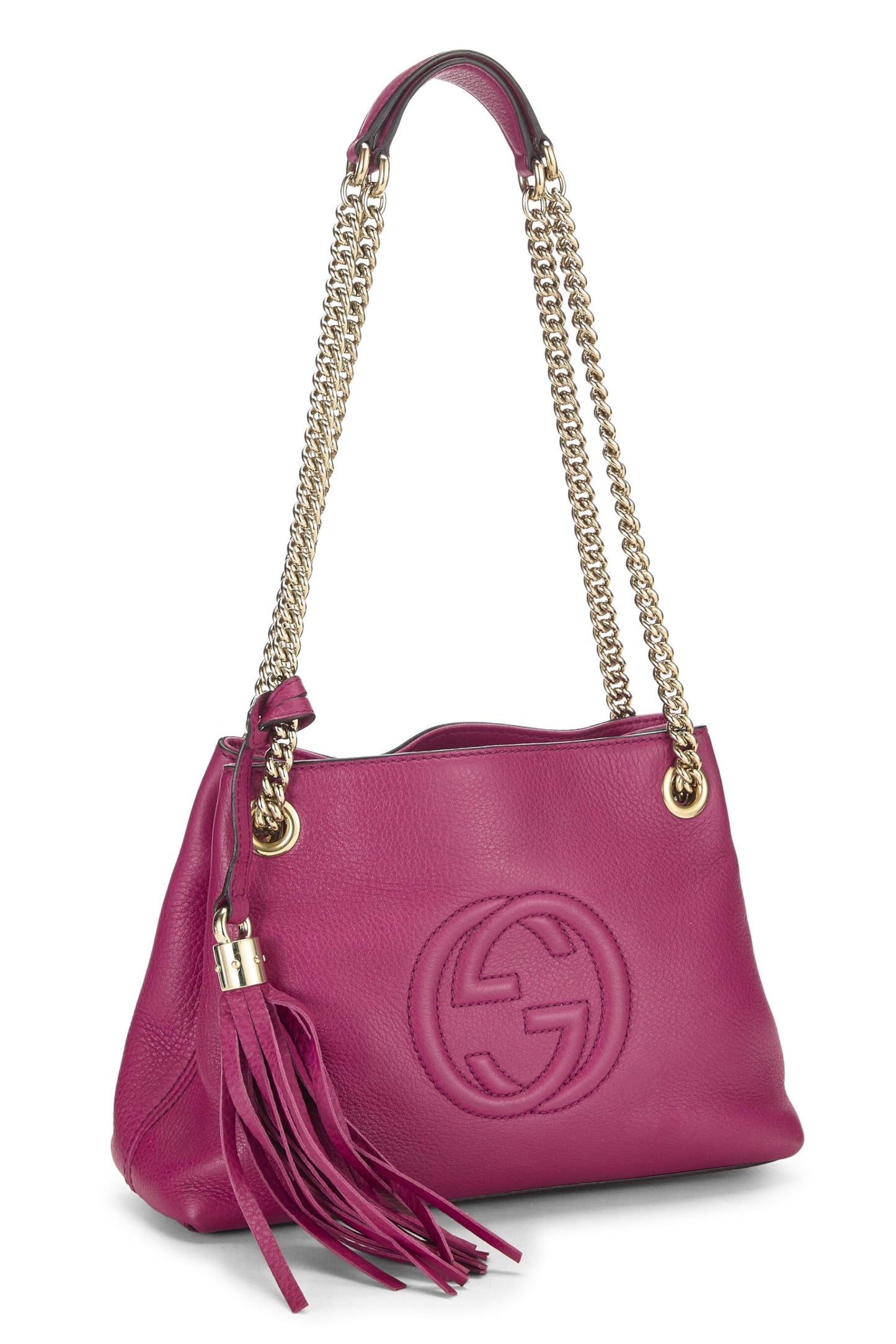 Gucci,  Purple Leather Soho Chain Tote Small, Purple