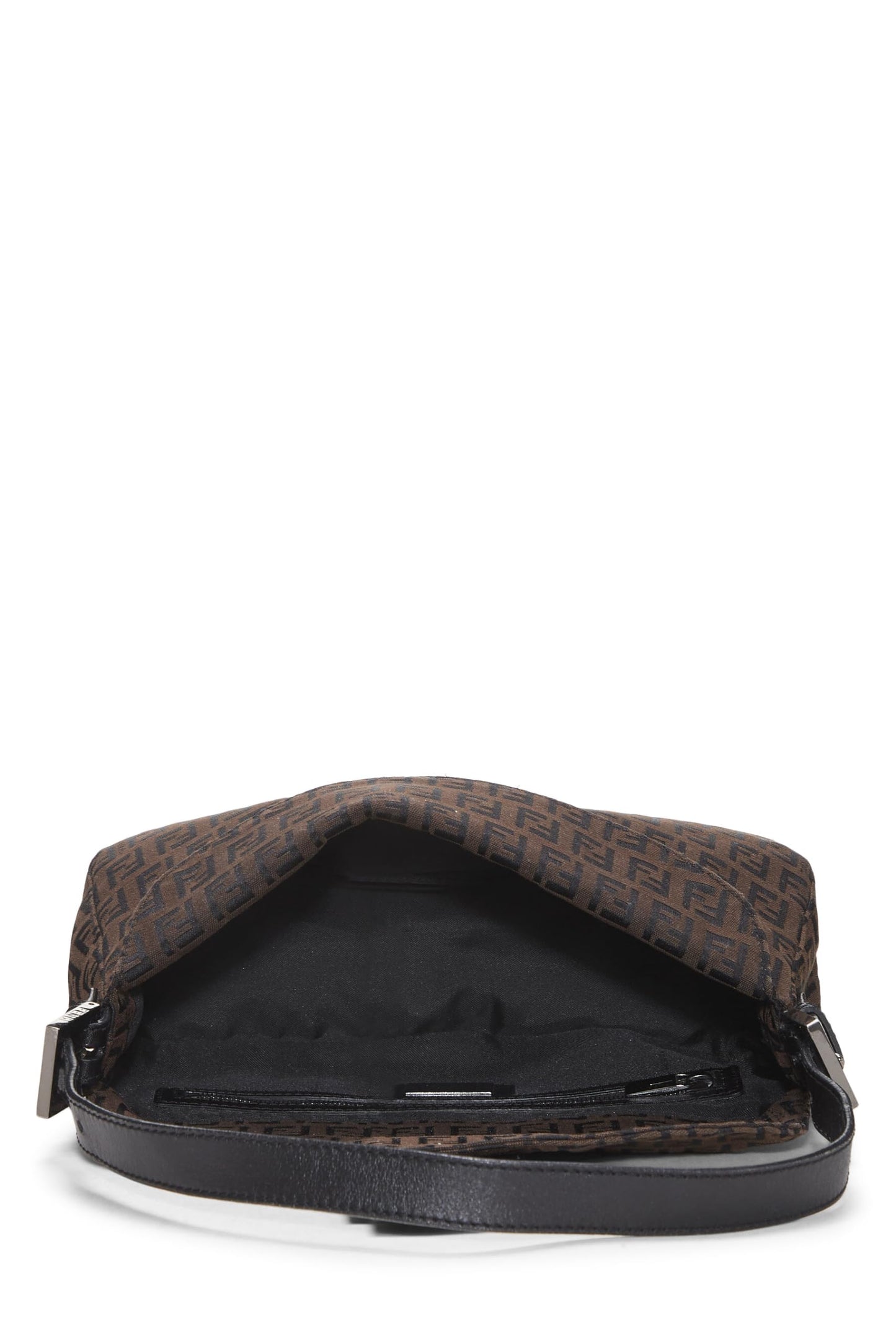 Fendi,  Black Nylon Zucchino Shoulder Bag, Brown