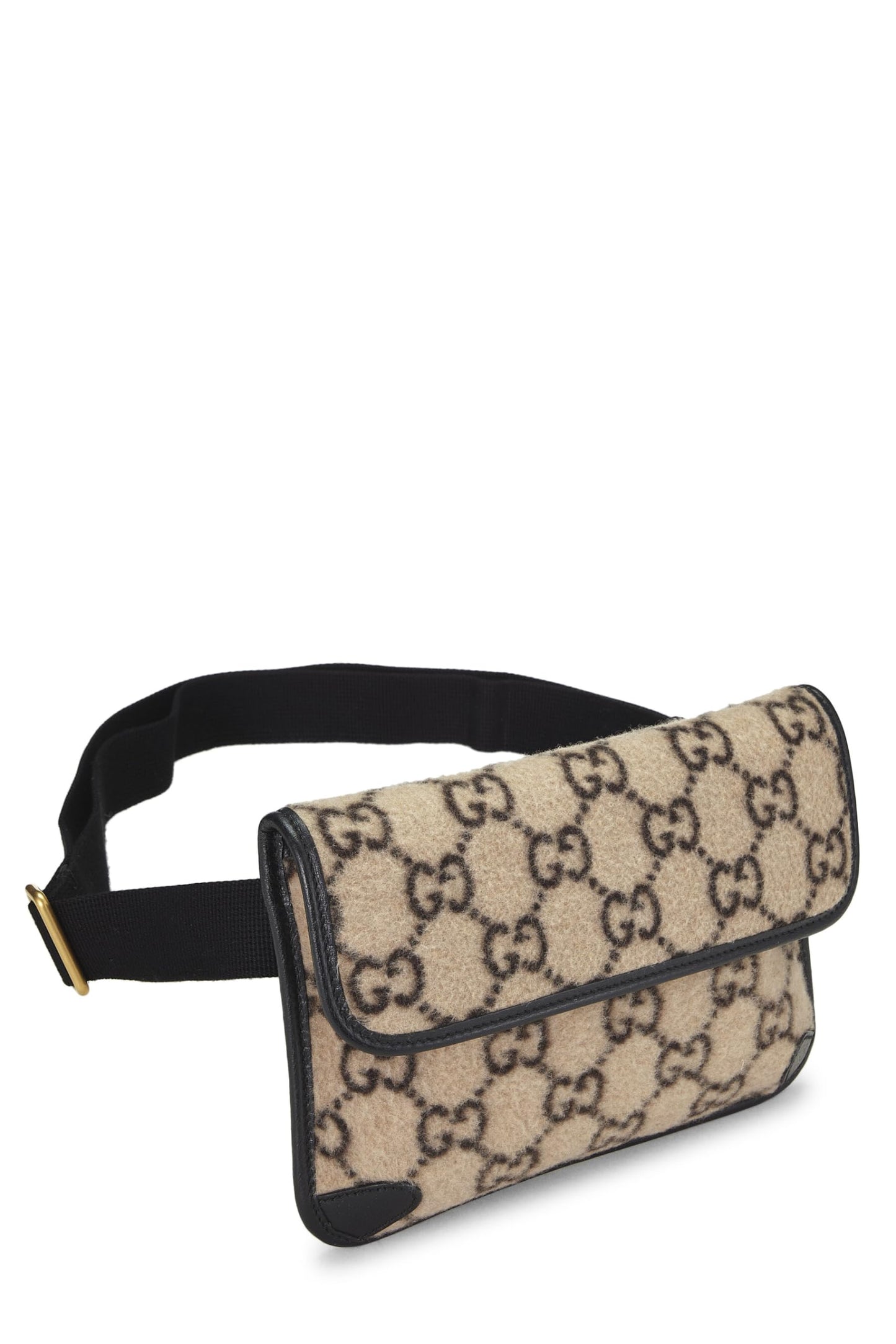Gucci,  Beige & Black Original GG Wool Waist Pouch, Black