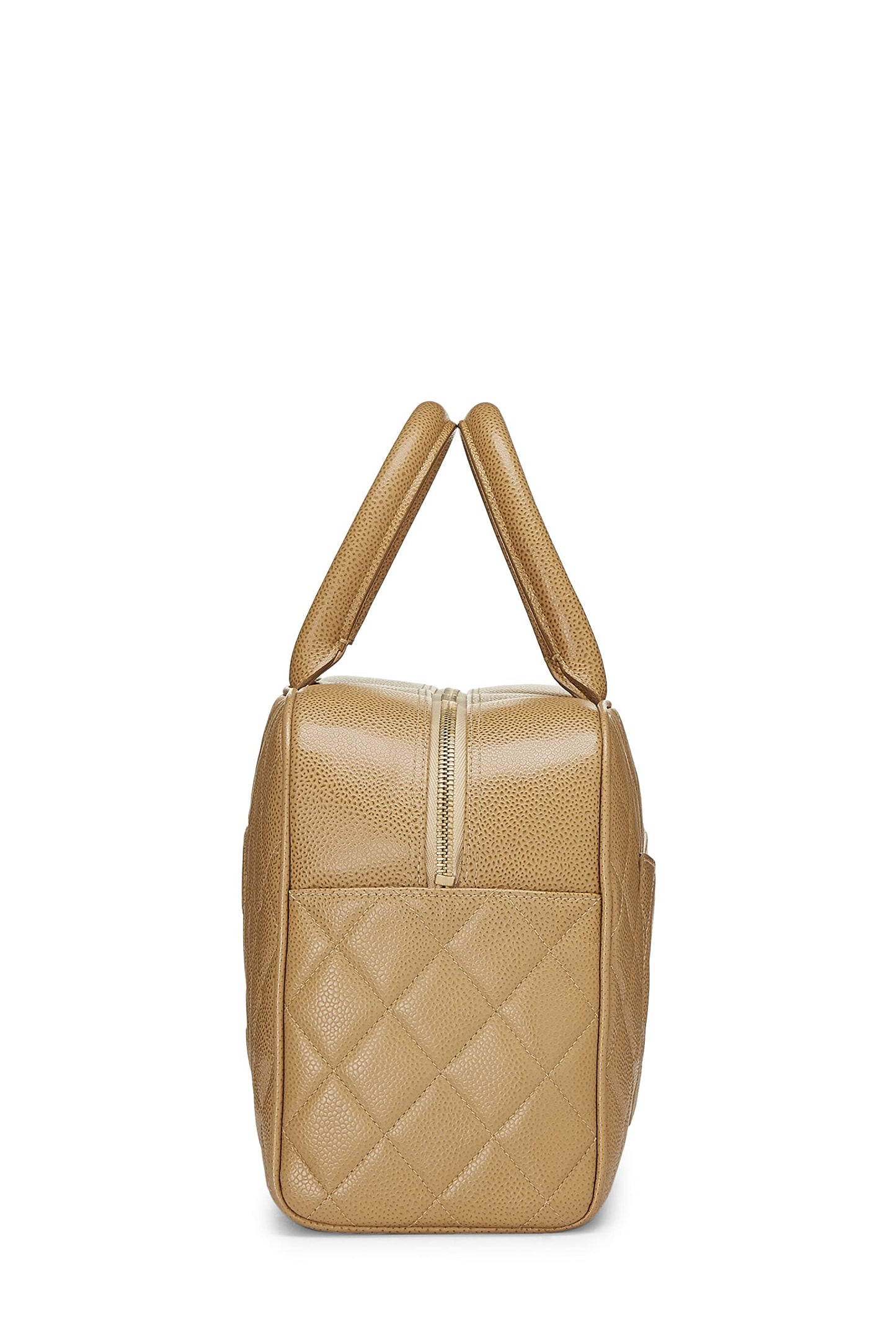 Chanel,  Beige Quilted Caviar Bowler Medium, Beige