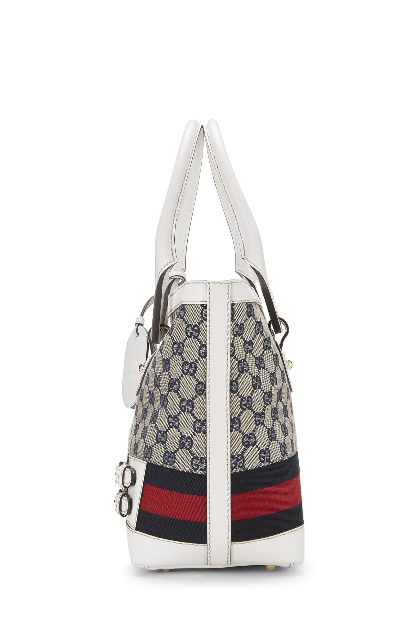 Gucci,  White Leather Web Heritage Tote, White