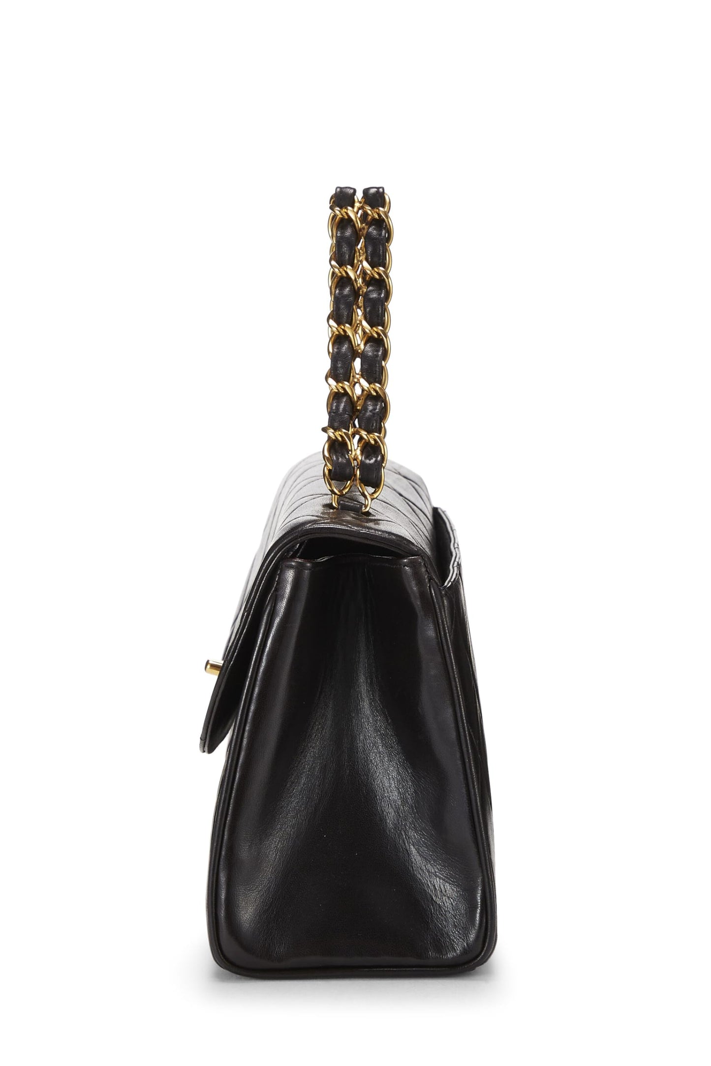 Chanel,  Black Quilted Lambskin Handbag Medium, Black