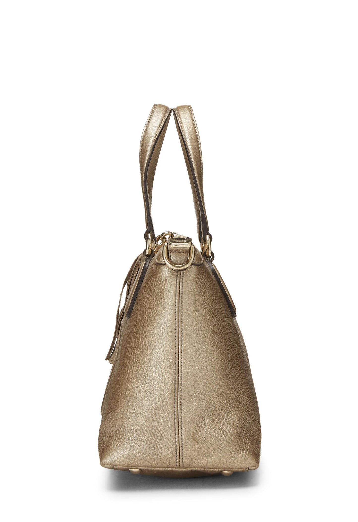 Gucci,  Gold Metallic Leather Soho Top Handle Tote, Gold