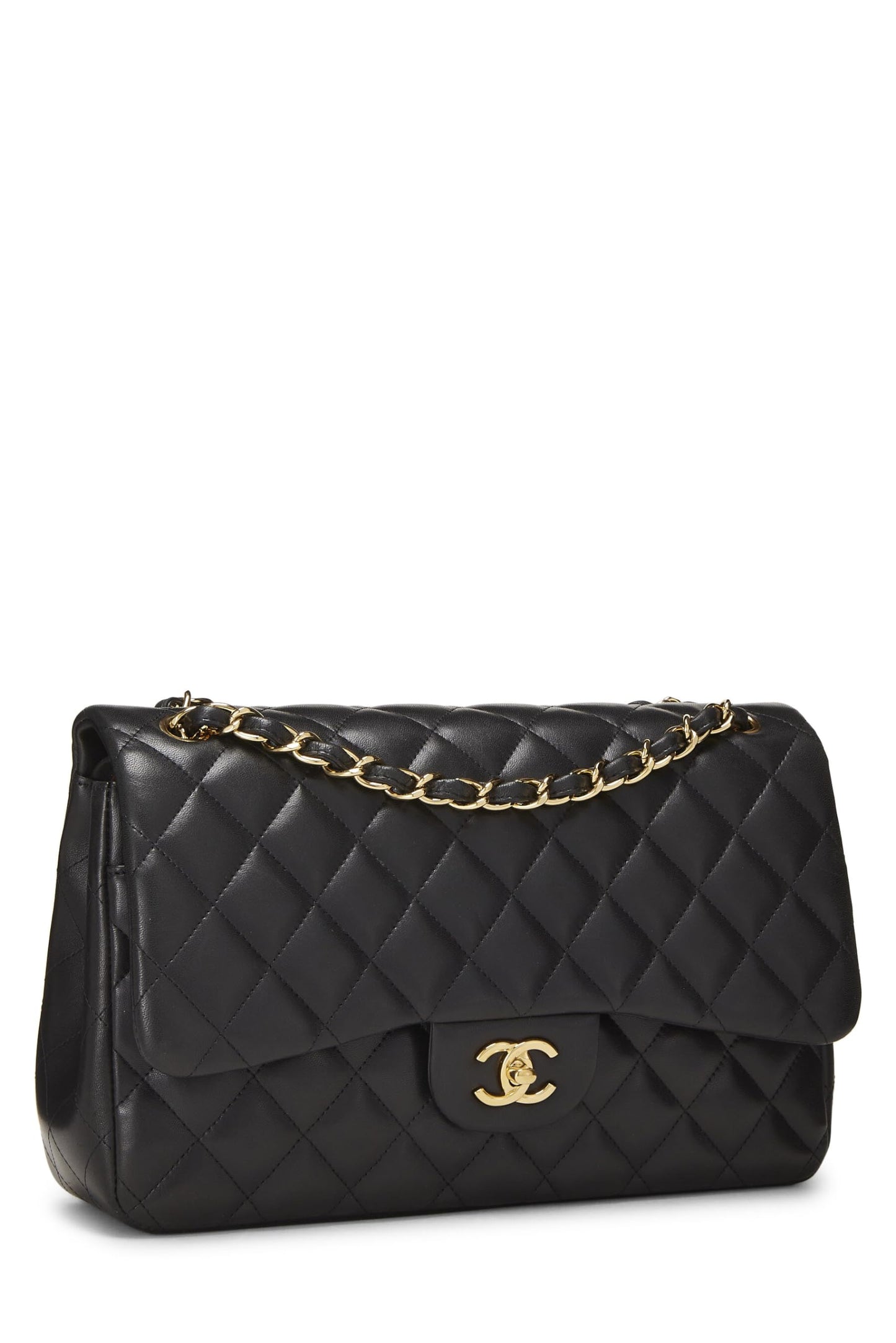 Chanel,  Black Quilted Lambskin New Classic Double Flap Jumbo, Black