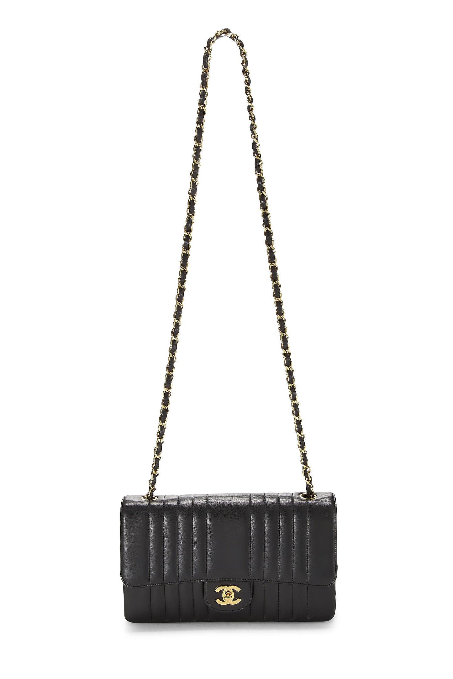 Chanel,  Black Vertical Lambskin Classic Flap Medium, Black