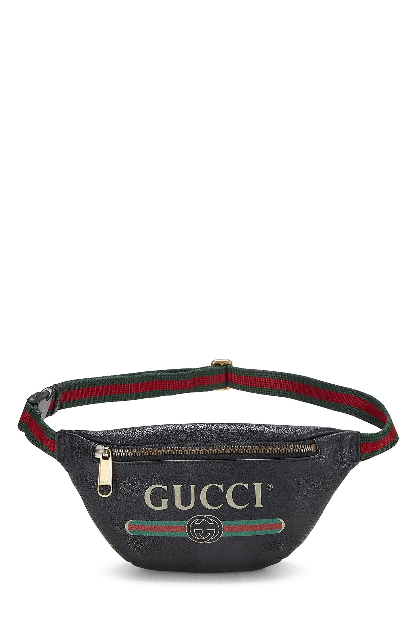 Gucci,  Black Leather Logo Printed Belt Bag Small, Black