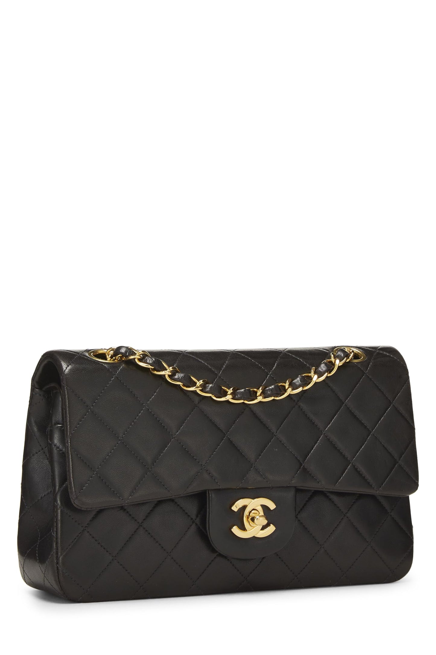 Chanel,  Black Quilted Lambskin Classic Double Flap Small, Black