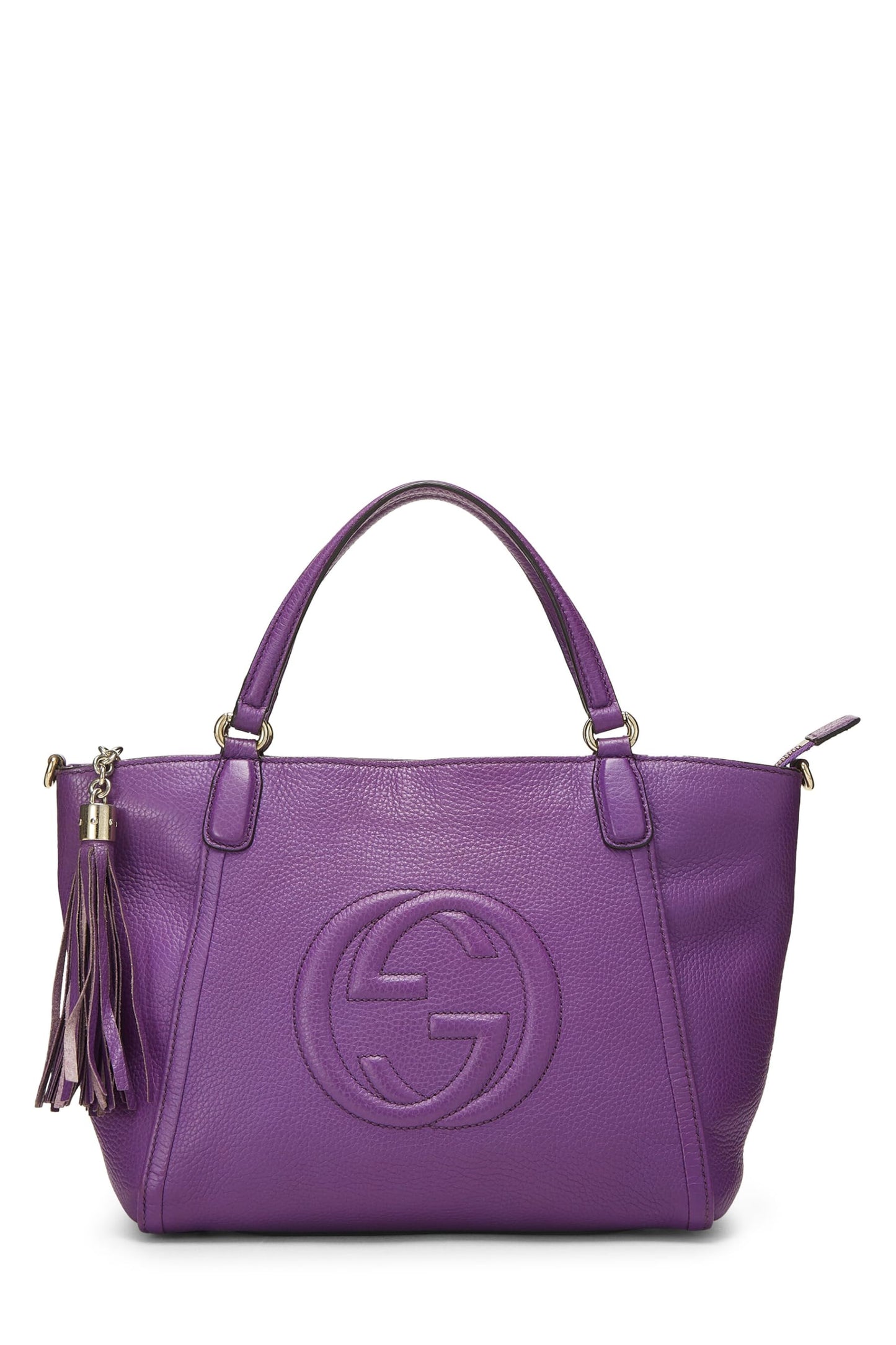 Gucci,  Purple Grained Leather Soho Top Handle Bag, Purple