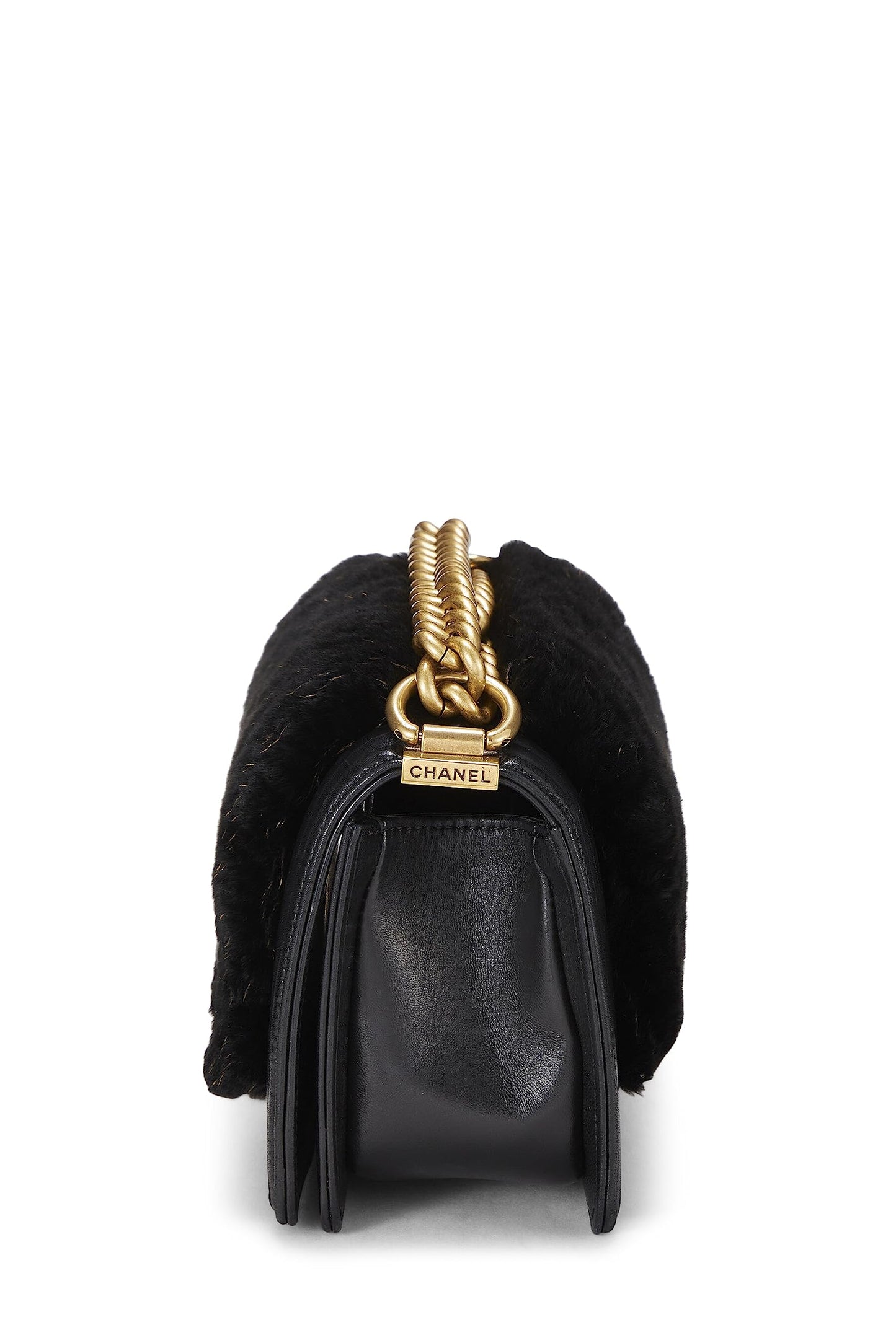 Chanel,  Black Lapin Boy Bag Small, Black