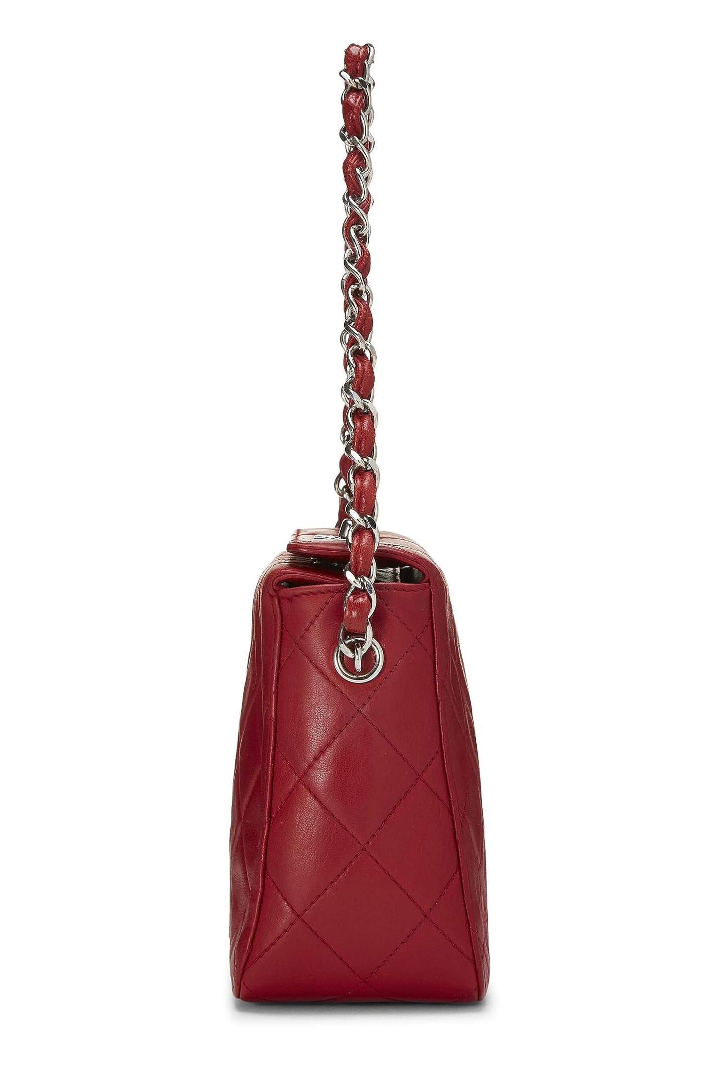 Chanel,  Red Quilted Lambskin Handbag Mini, Red