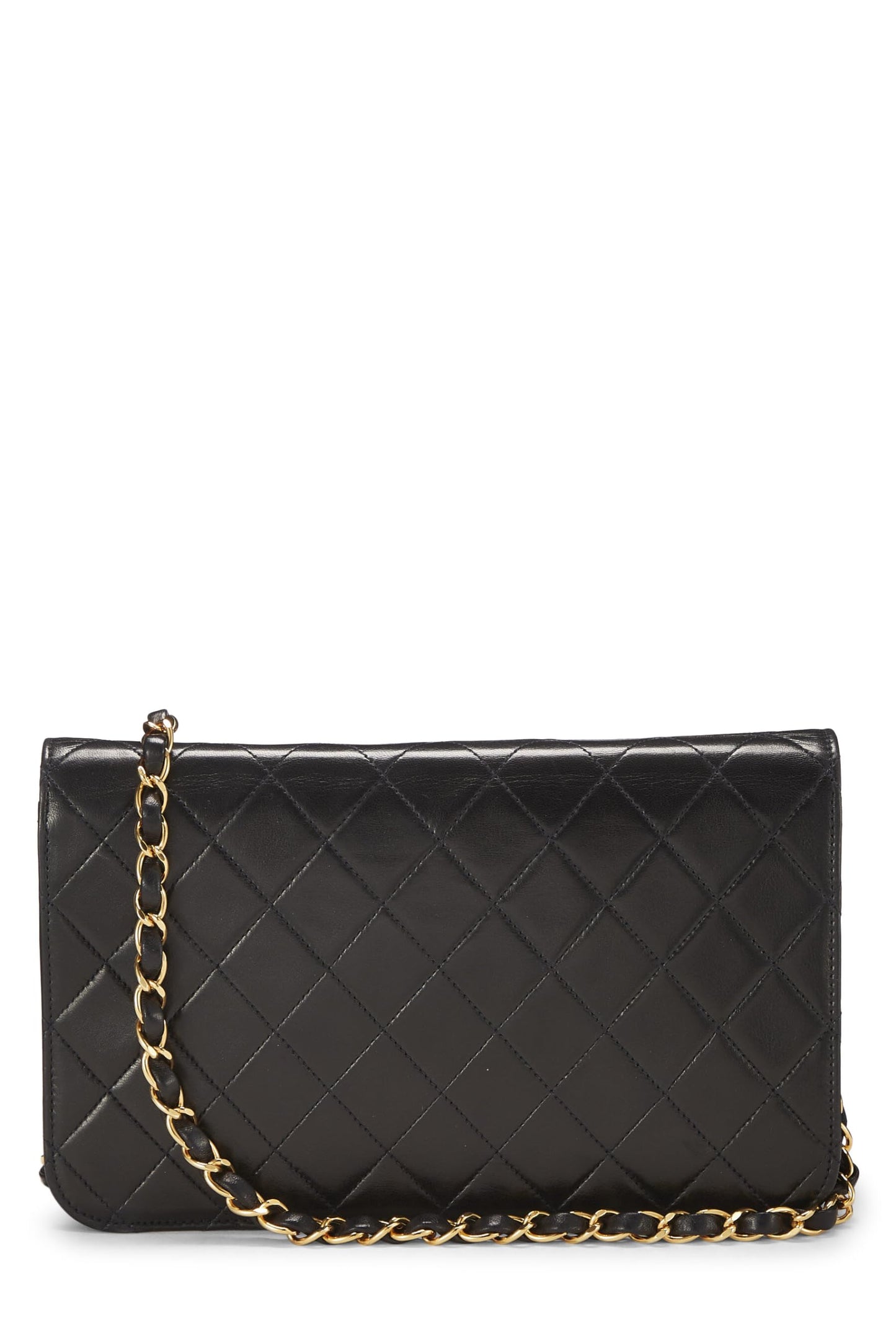 Chanel,  Black Quilted Lambskin Snap Full Flap Small, Black