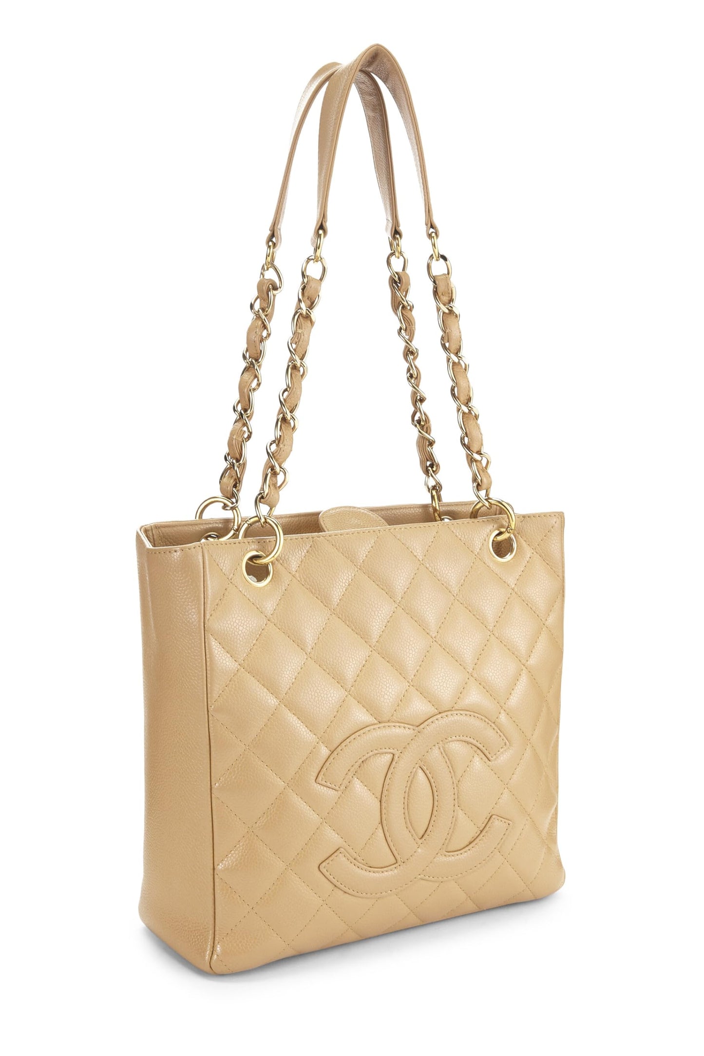 Chanel,  Beige Quilted Caviar Petite Shopping Tote (PST), Beige
