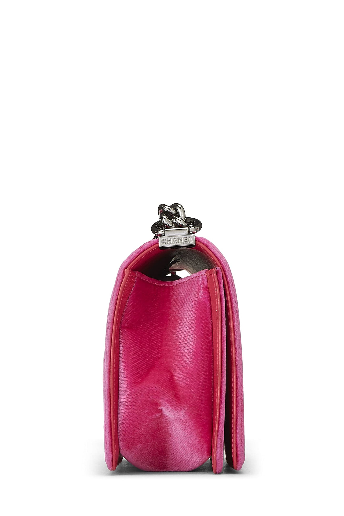 Chanel,  Pink Quilted Velvet Boy Bag Medium, Pink