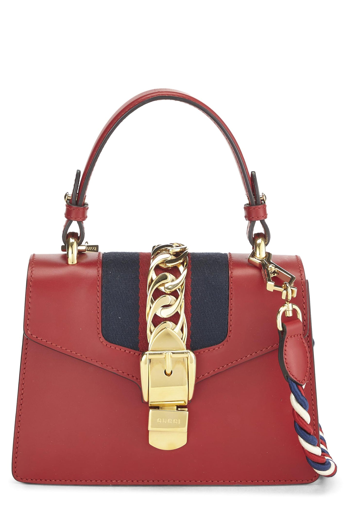Gucci,  Red Leather Web Sylvie Mini, Red