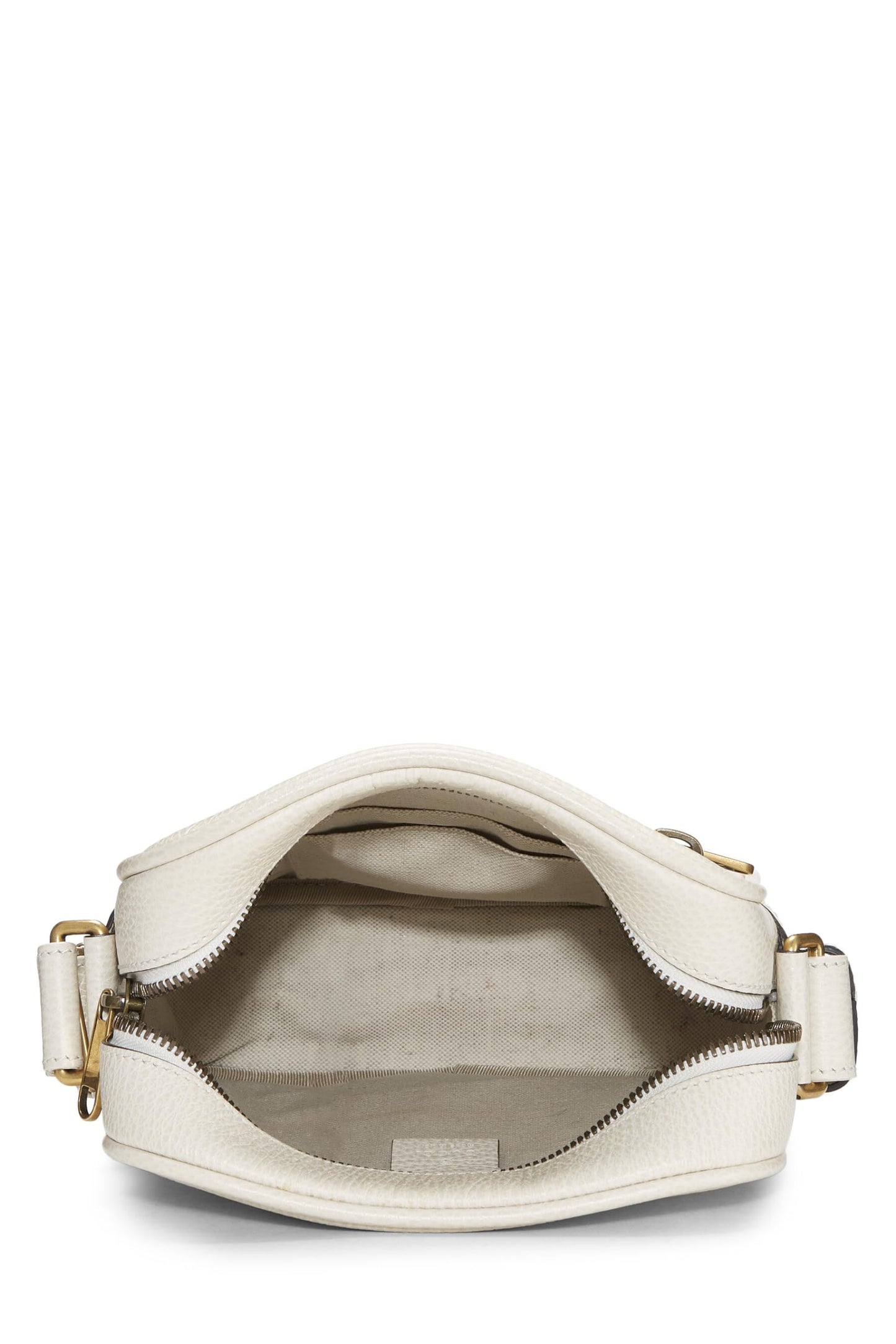 Gucci,  White Logo Print Leather Vertical Camera Bag Small, White
