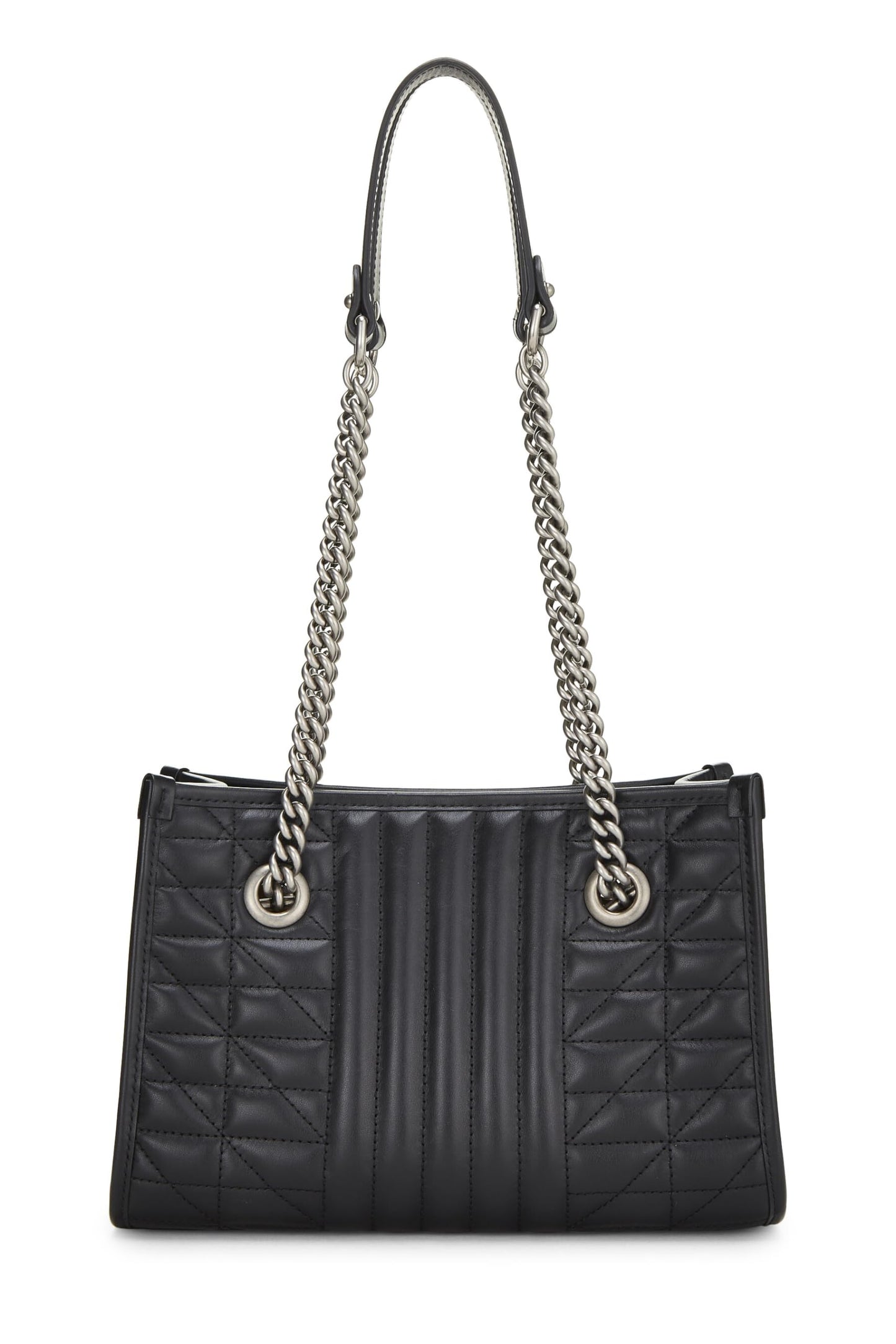 Gucci,  Black Leather GG Marmont Chain Tote Small, Black