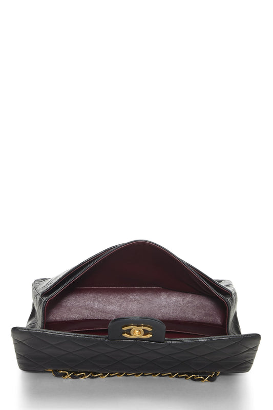 Chanel,  Black Quilted Lambskin Classic Double Flap Medium, Black