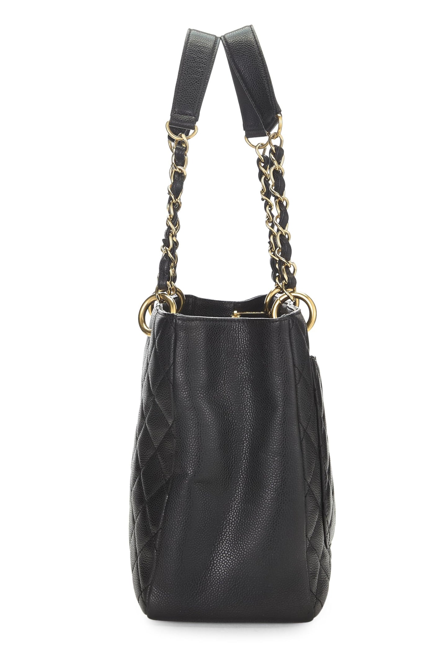 Chanel,  Black Quilted Caviar Grand Shopping Tote (GST), Black