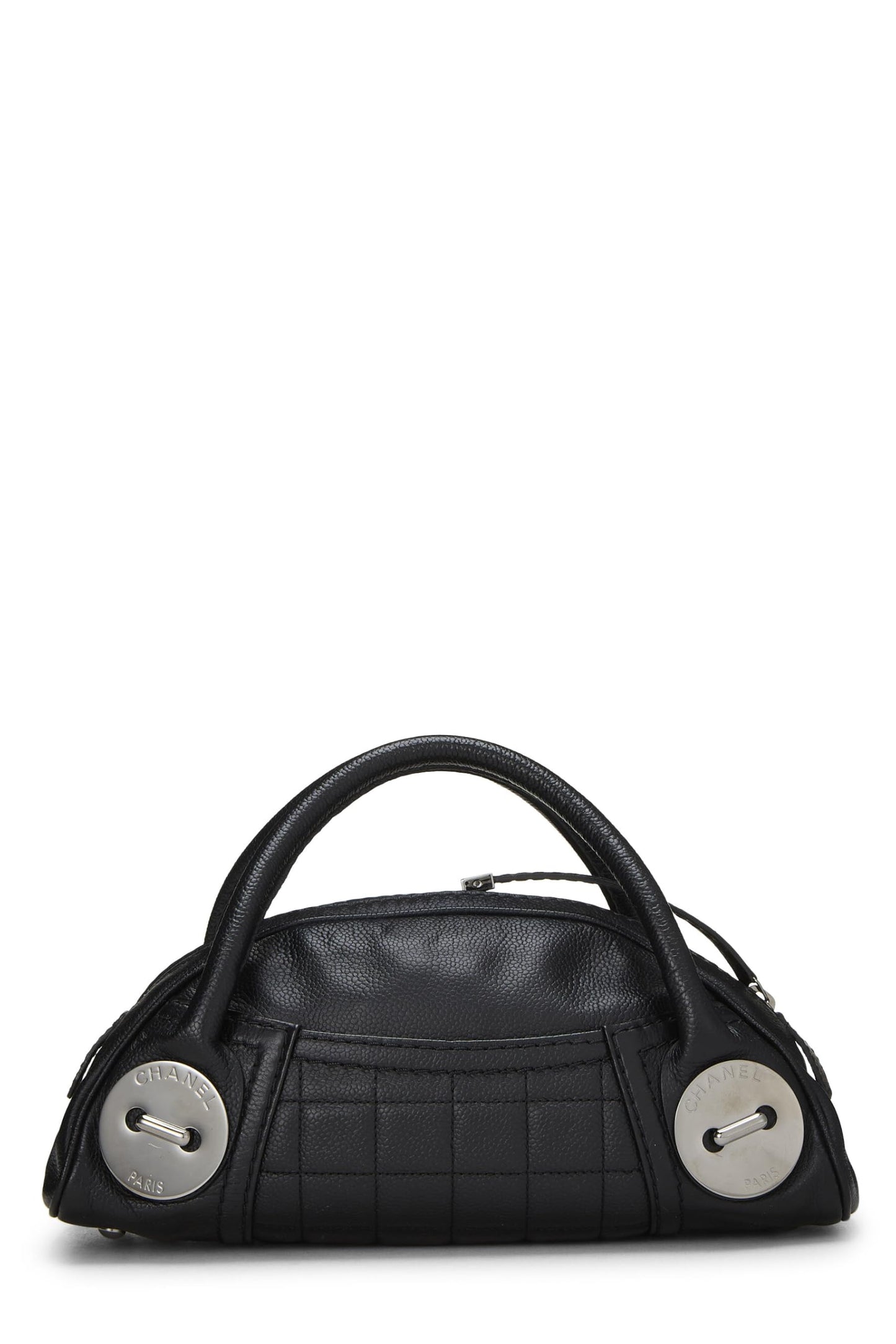 Chanel,  Black Leather Button Dome Satchel, Black