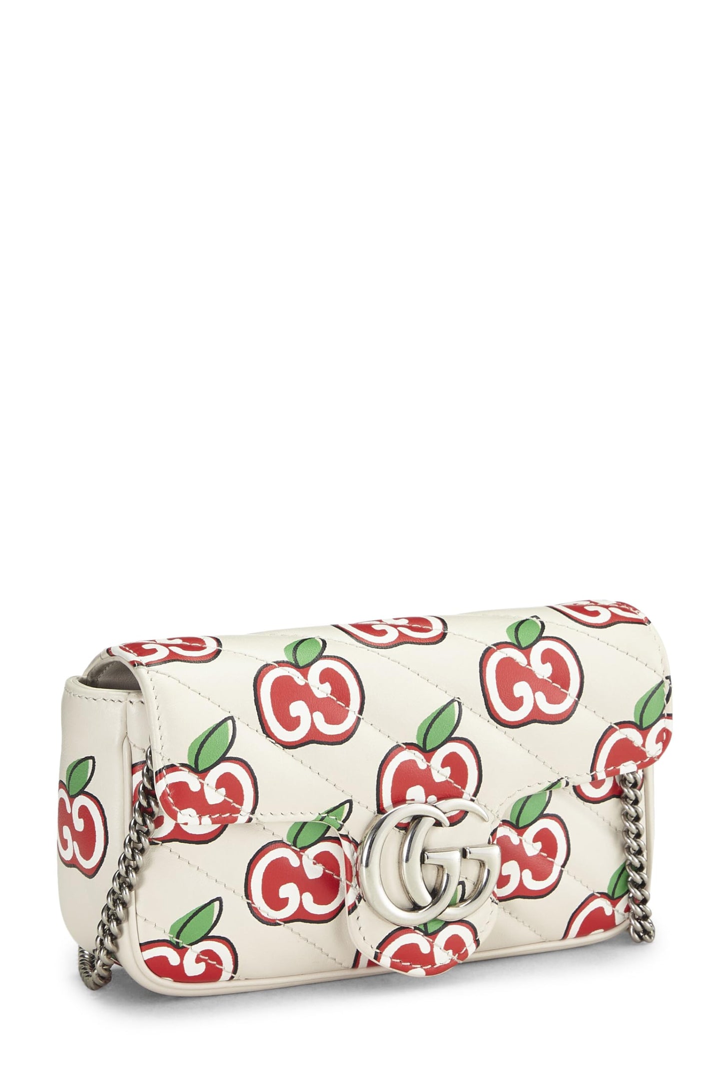 Gucci,  White & Multicolor Leather Valentine's Day Marmont Super Mini, White