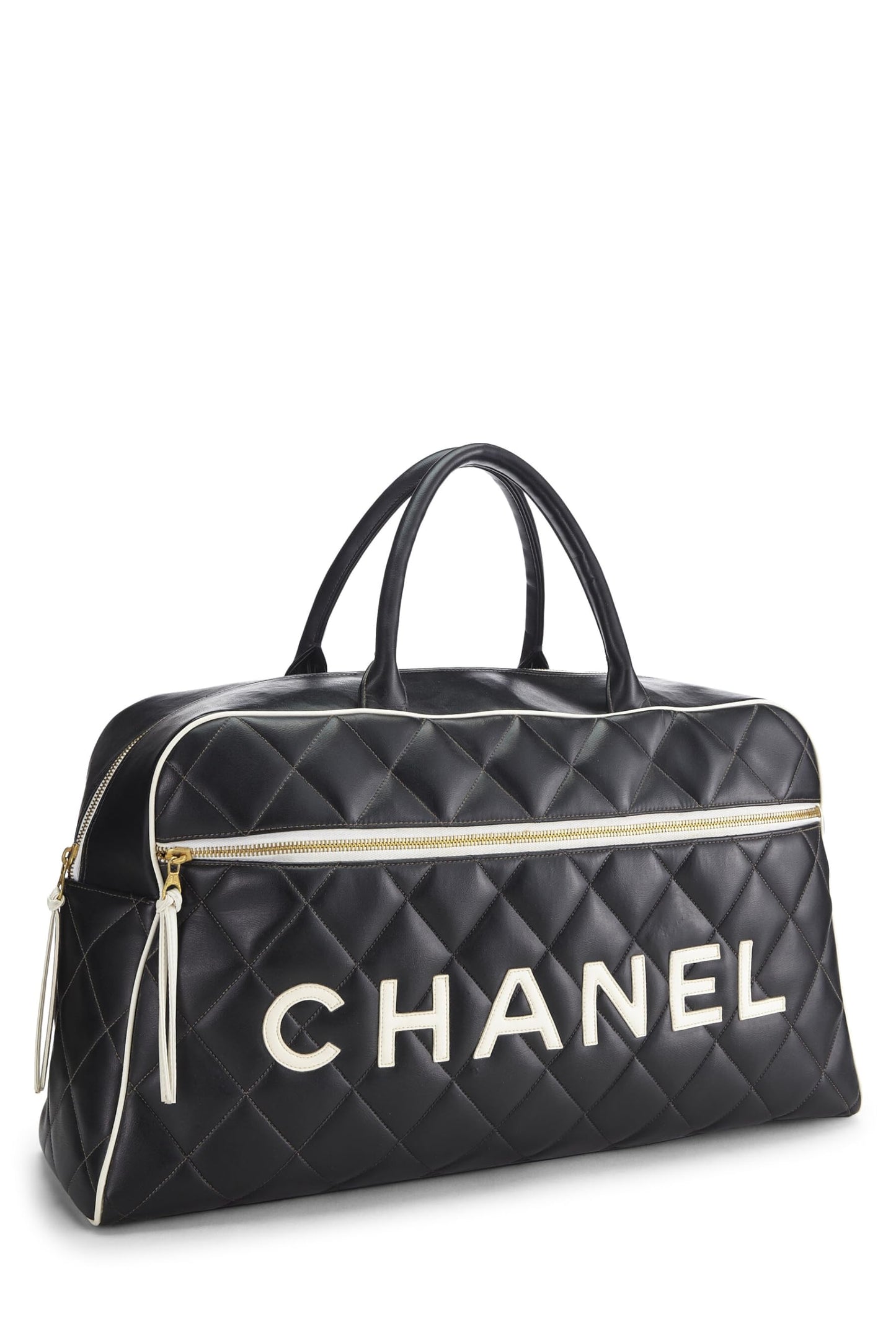 Chanel,  Black Quilted Calfskin Bowler Large, Black