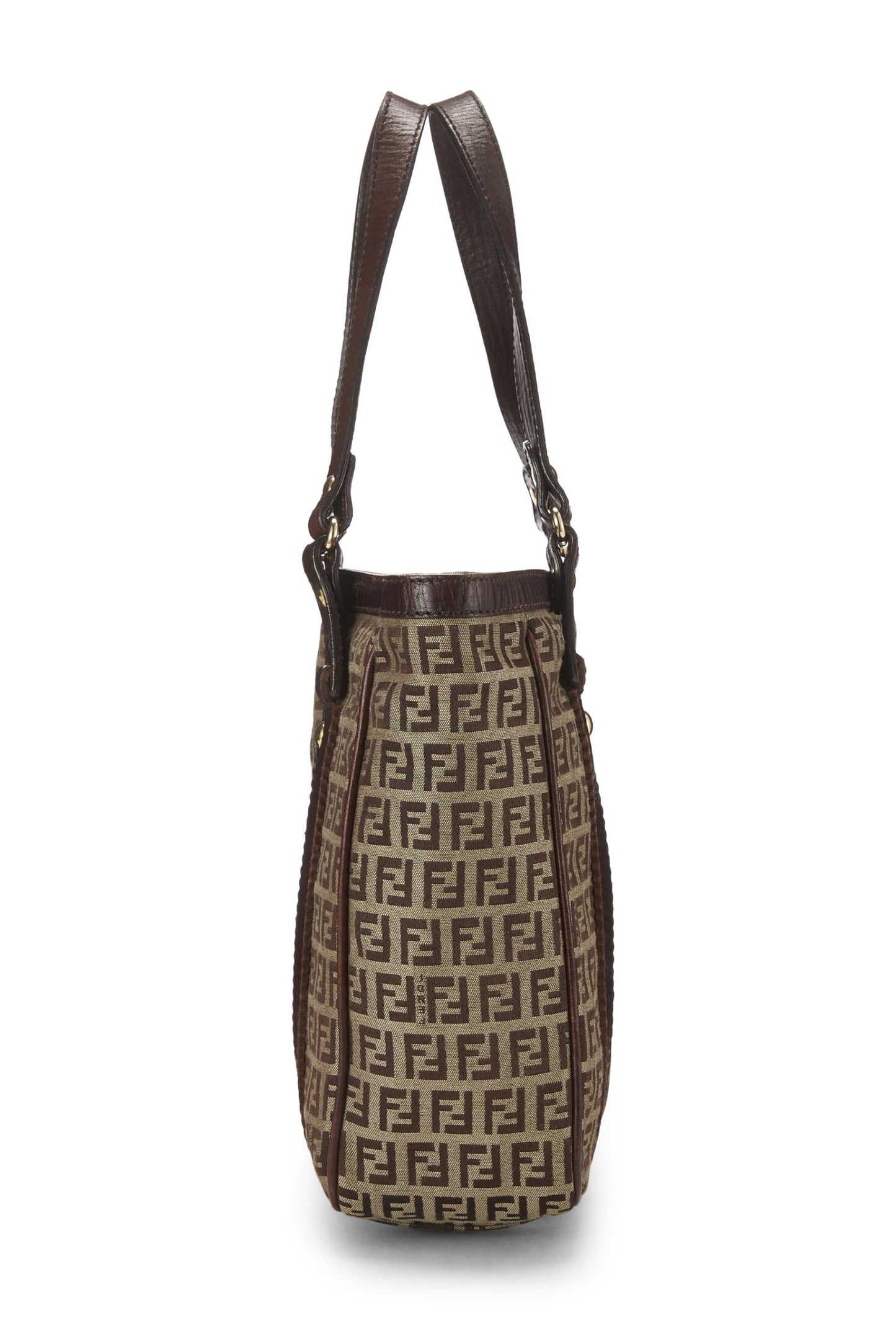 Fendi,  Brown Zucchino Canvas Tote Small, Brown