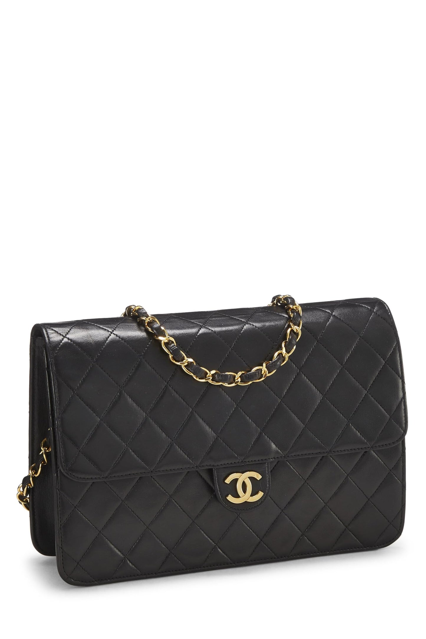 Chanel,  Black Quilted Lambskin Ex Flap Medium, Black