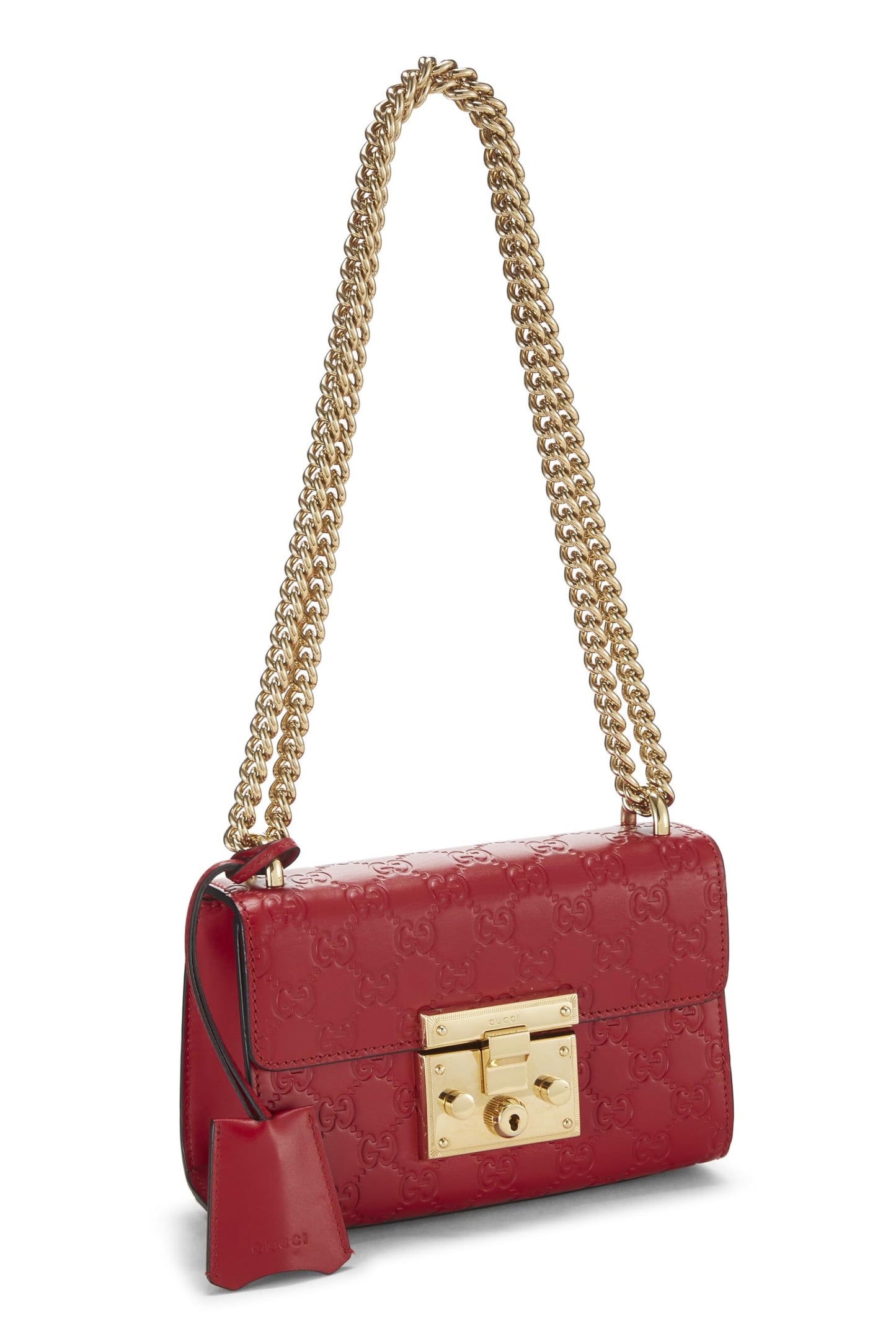 Gucci,  Red Guccissima Leather Padlock Bag Small, Red