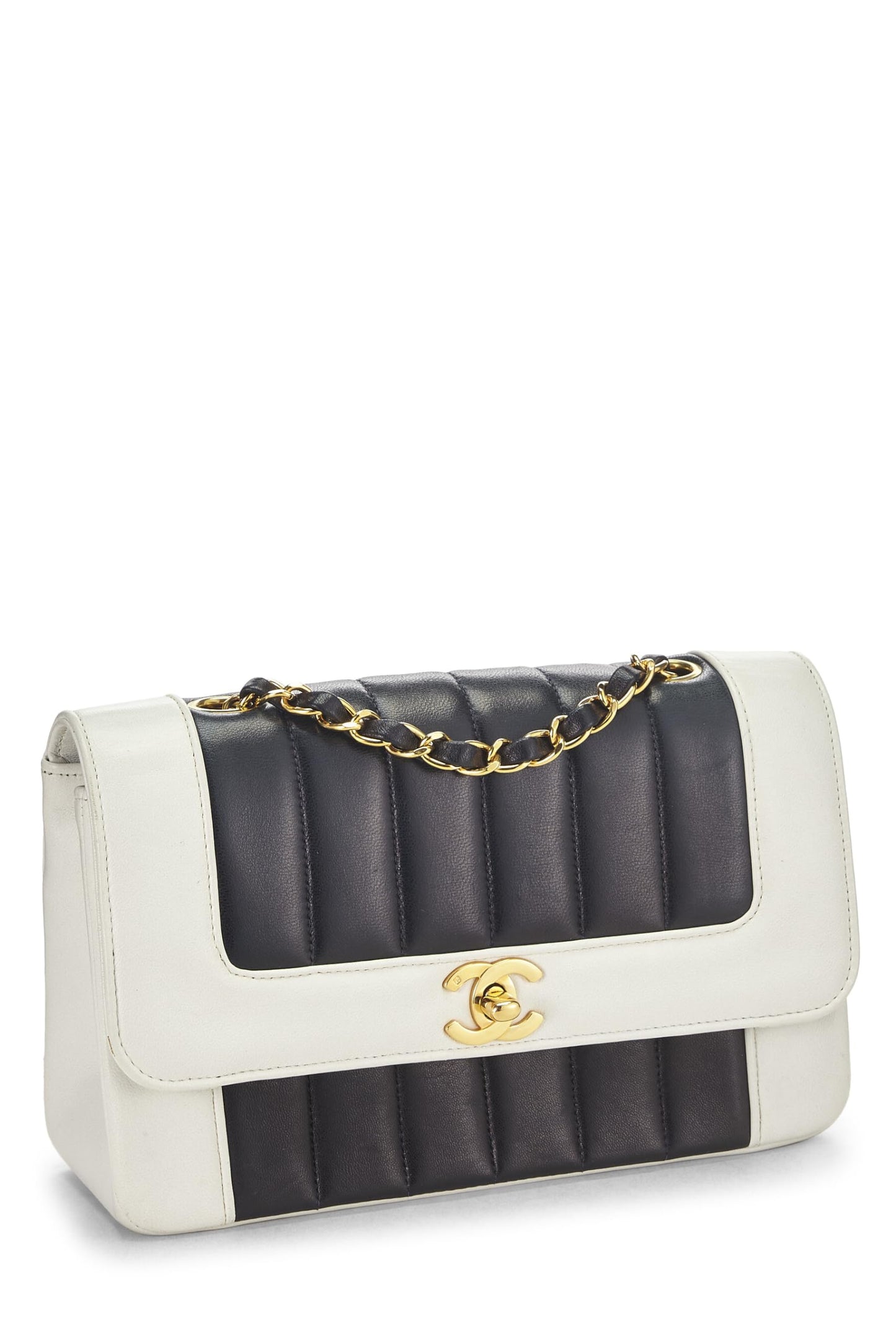 Chanel,  Black Lambskin Vertical Border Half Flap Bag Small, Multi