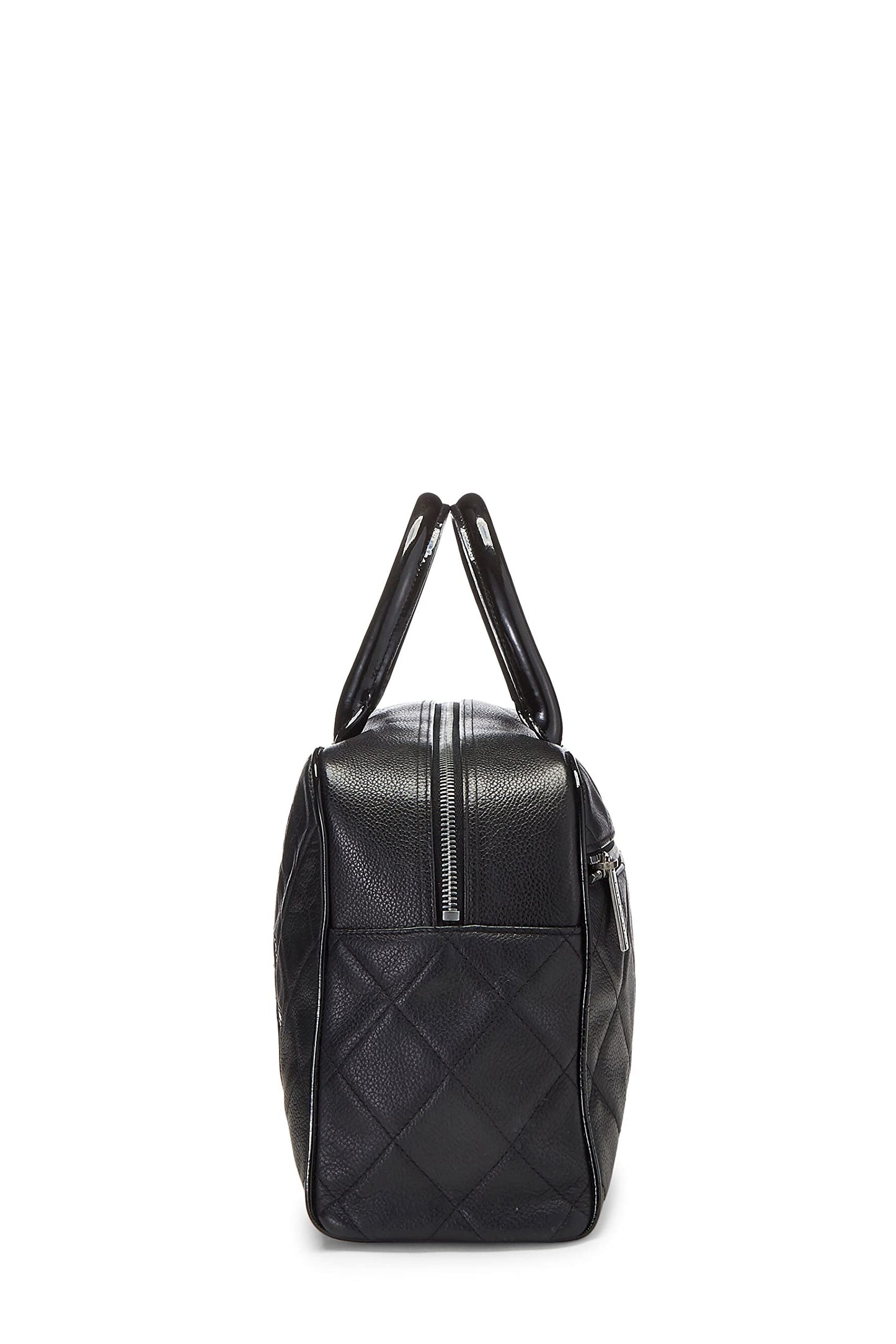 Chanel,  Black Quilted Caviar Bowler Medium, Black