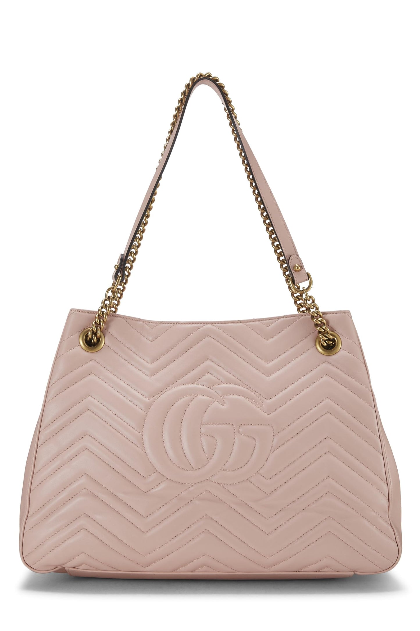 Gucci,  Pink Leather GG Marmont Chain Tote, Pink